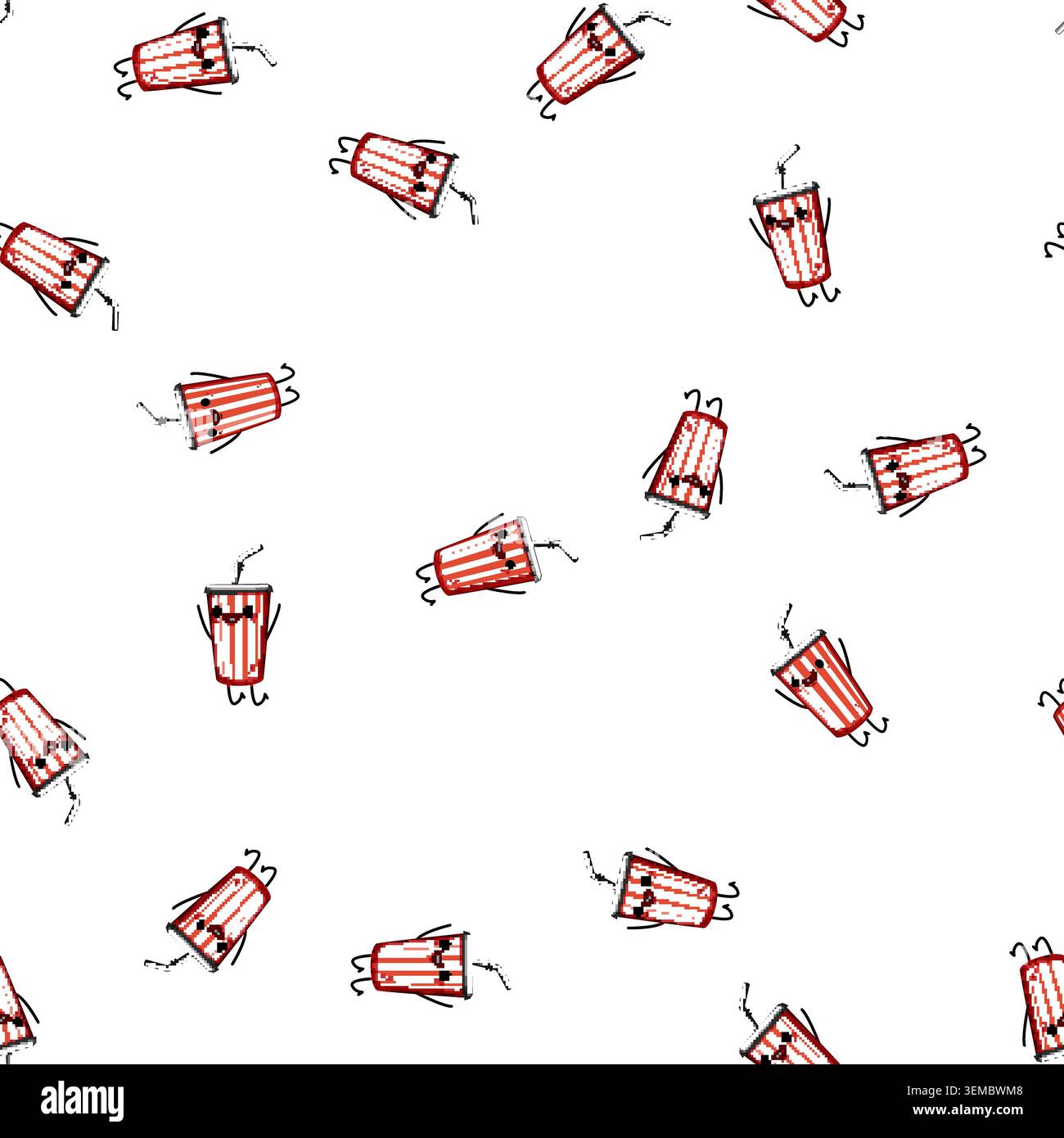 pattern cute soda cup character cartoon vector Stock Vector