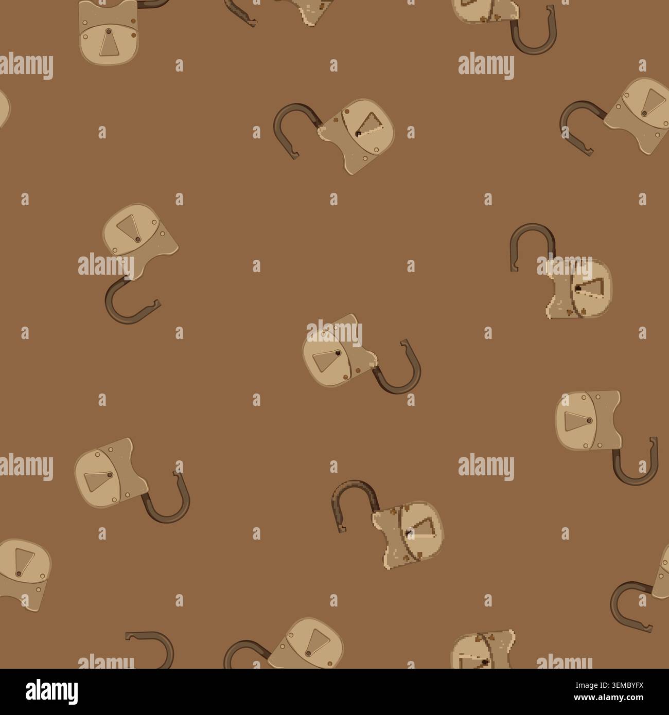 seamless pattern old padlock vintage cartoon vector Stock Vector
