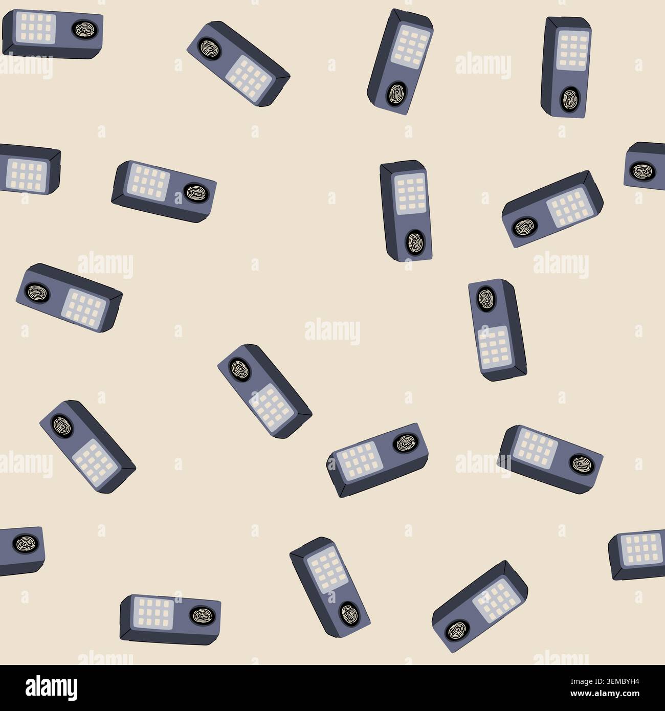 seamless pattern authentication biometric security device cartoon vector Stock Vector