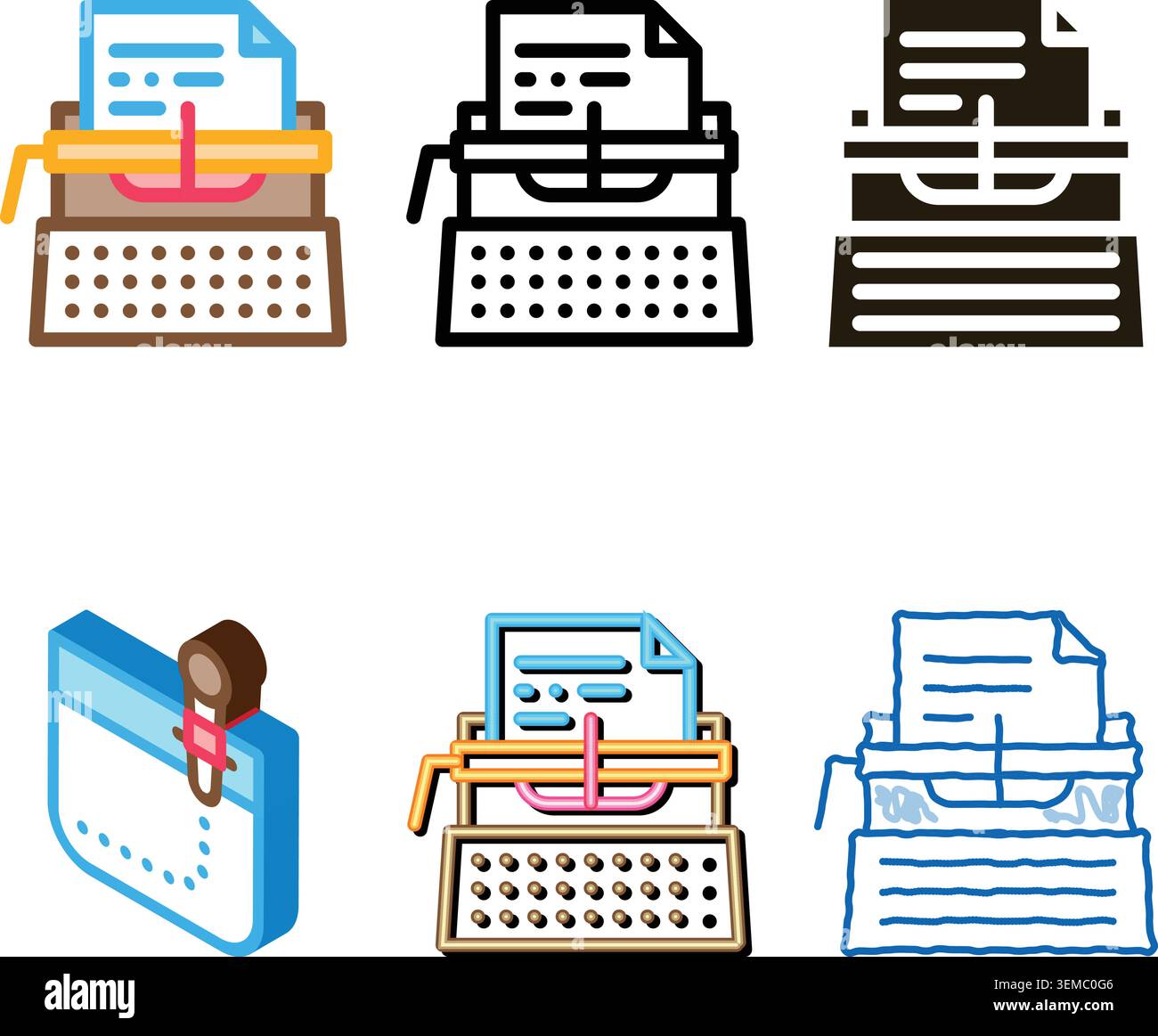writer minimal typewriter icon vector outline Stock Vector