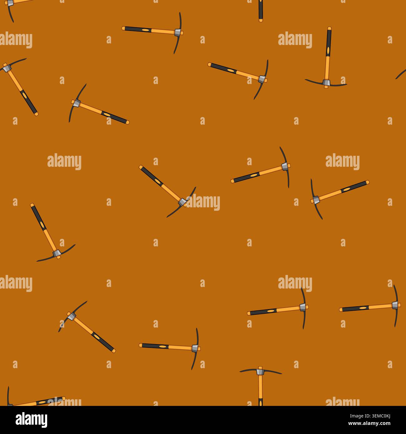seamless pattern dig pickaxe cartoon vector Stock Vector