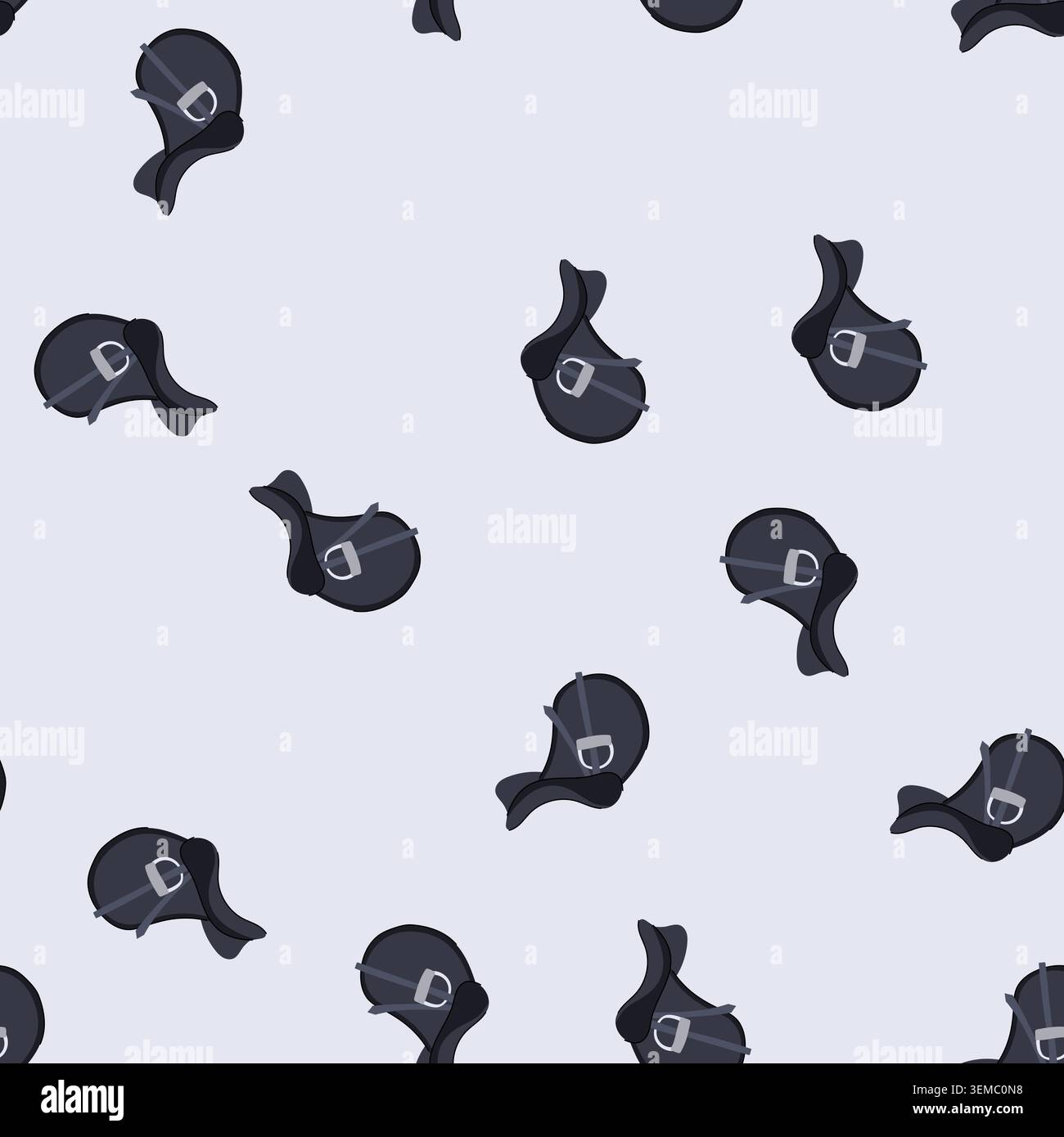 seamless pattern equestrian sport saddle with stirrup and strap Stock Vector