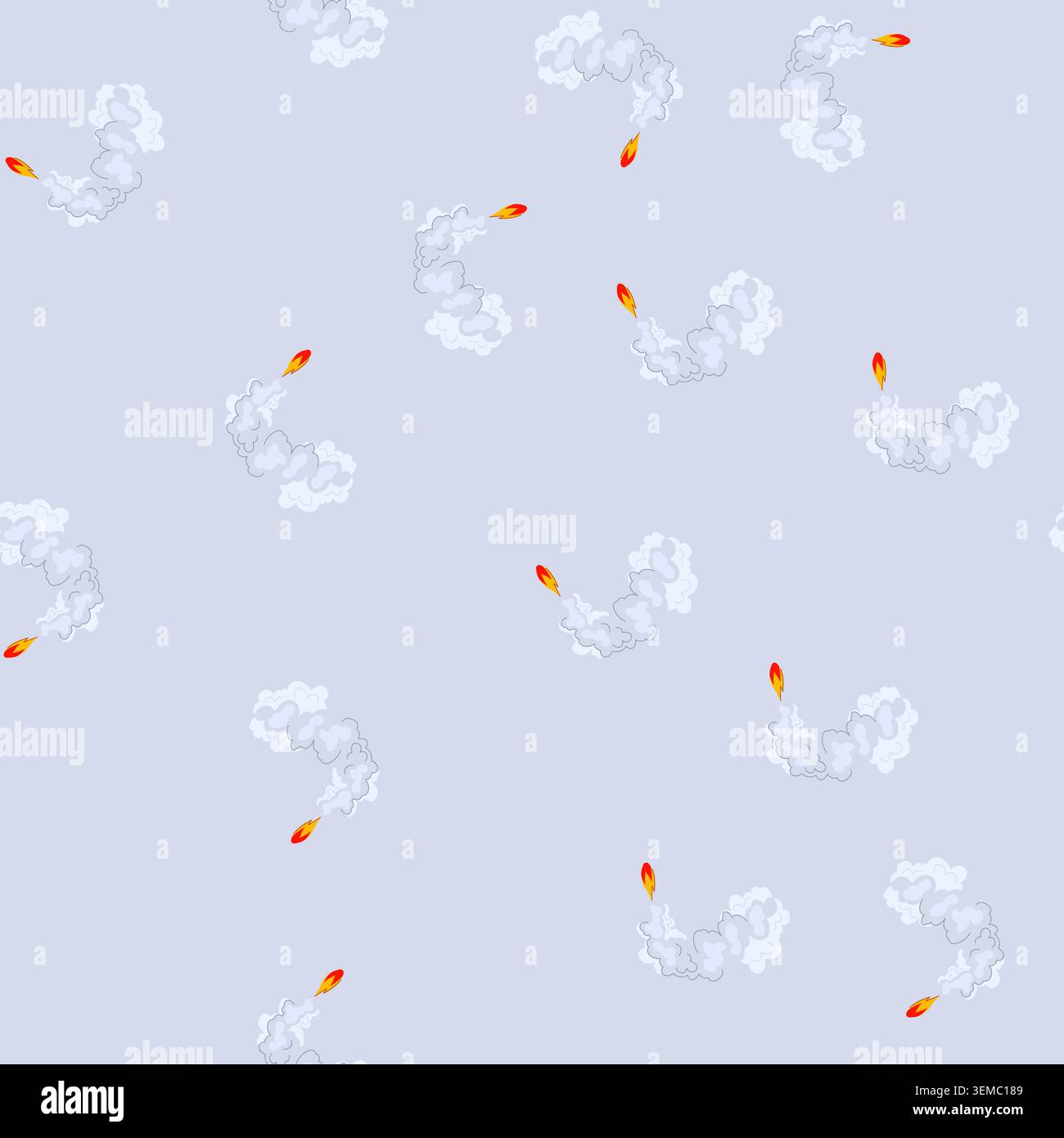 seamless pattern speed rocket smoke trail cartoon vector Stock Vector