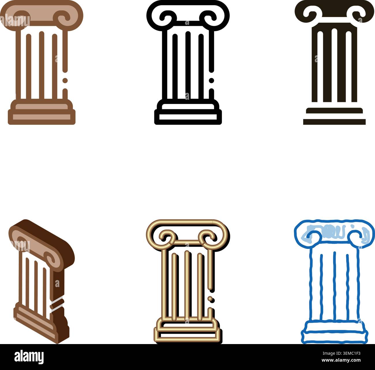 antique column icon series vector outline Stock Vector