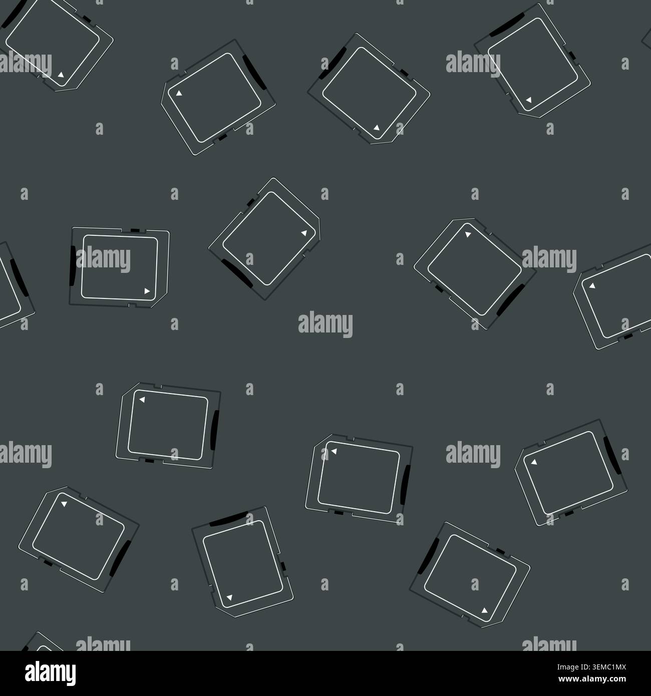 seamless pattern black memory card cartoon vector Stock Vector