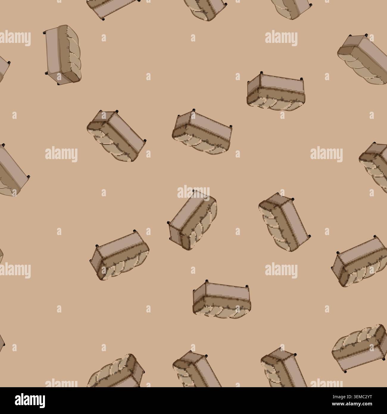 seamless pattern interior bench bedroom cartoon vector Stock Vector