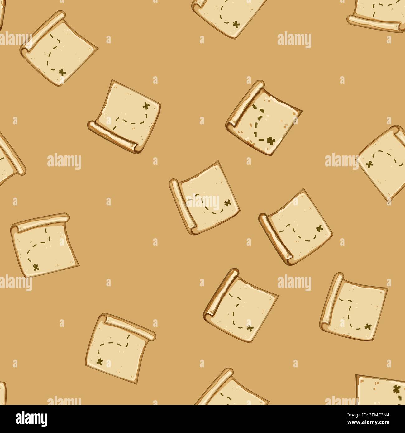 seamless pattern ocean nautical map cartoon vector Stock Vector