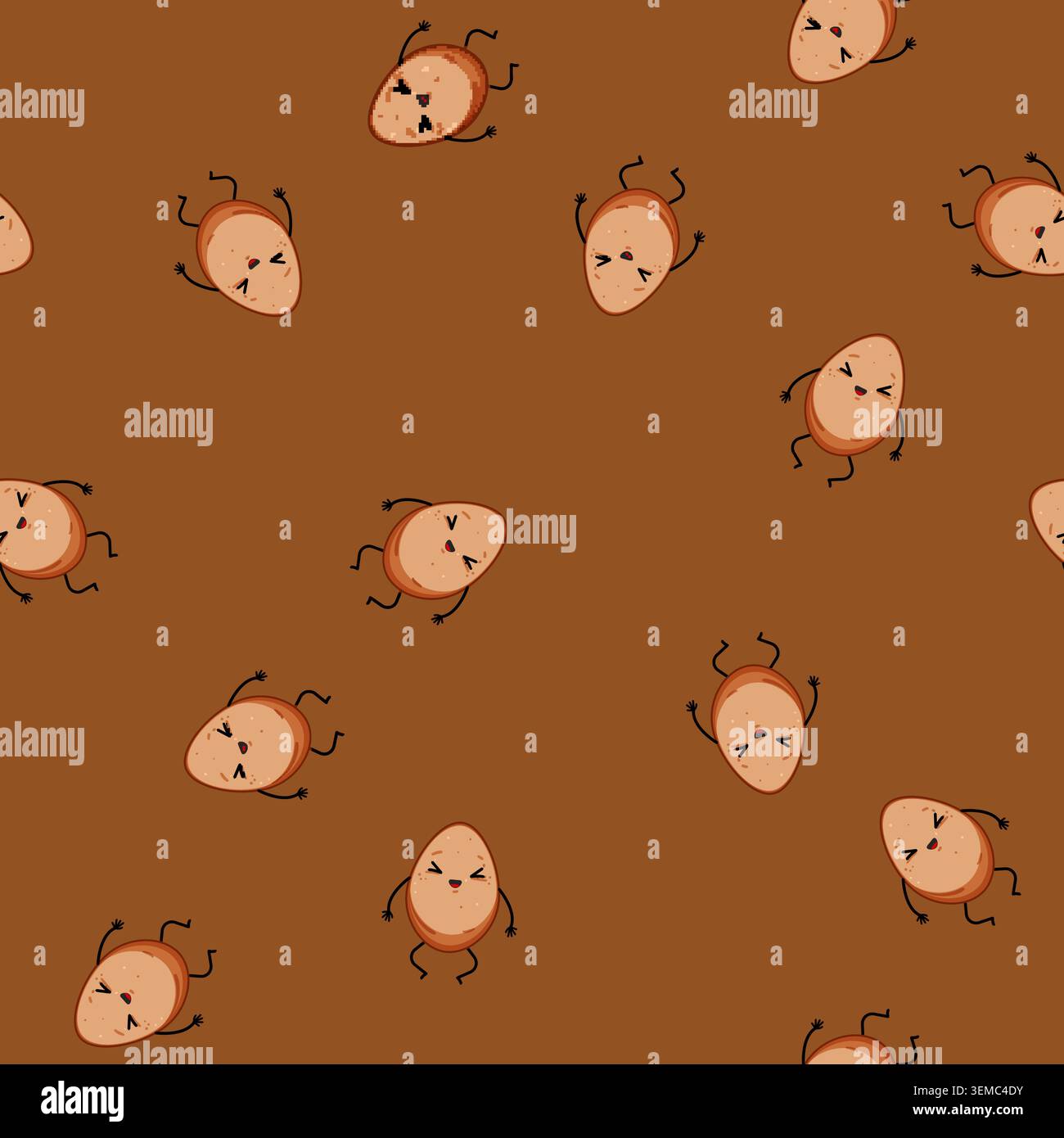 seamless pattern face egg character cartoon vector Stock Vector