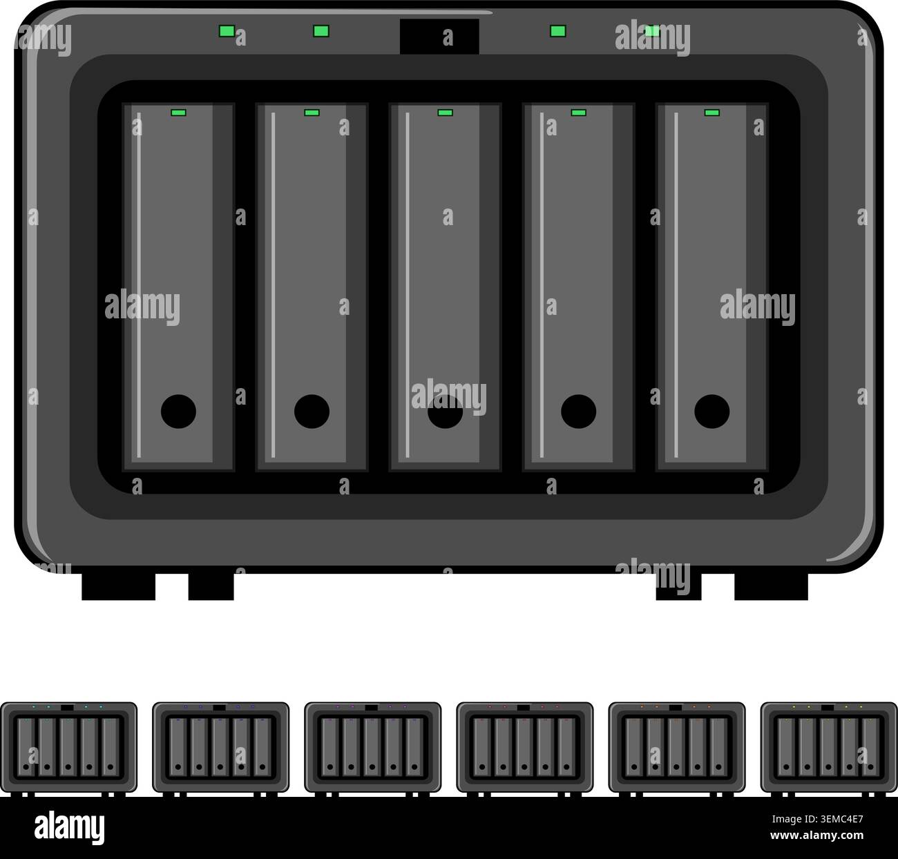 Network attached storage server data backup system Stock Vector