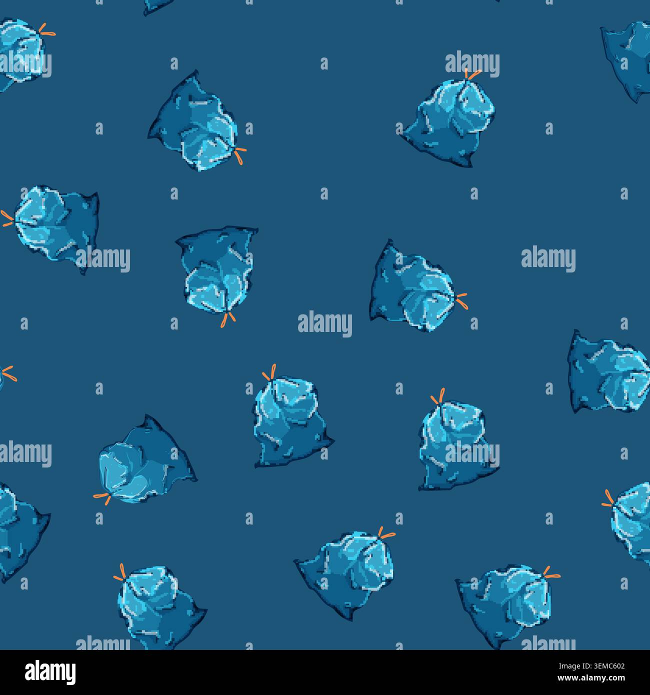 seamless pattern container trash bag cartoon vector Stock Vector