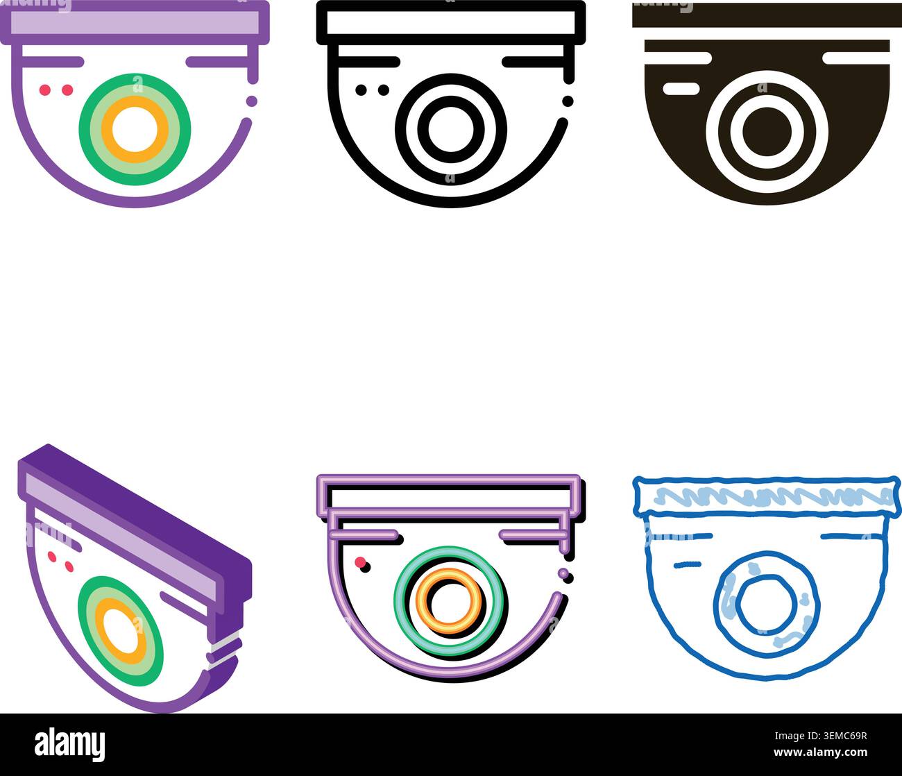 security surveillance camera icon vector outline styles Stock Vector