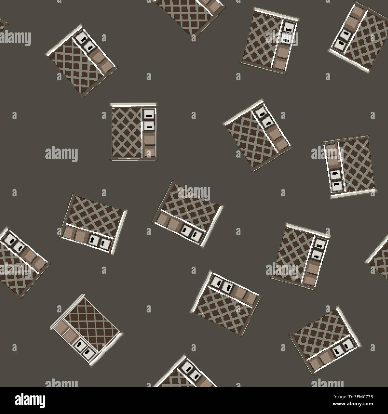 seamless pattern wood wine cabinet cartoon vector Stock Vector