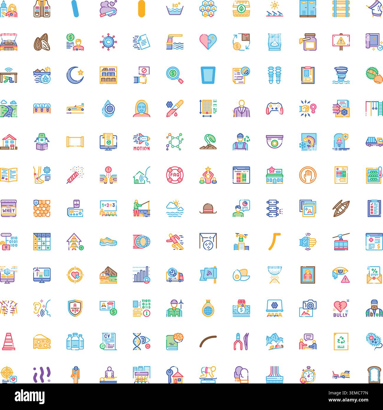 Large collection of diverse outline icons covering various concepts Stock Vector