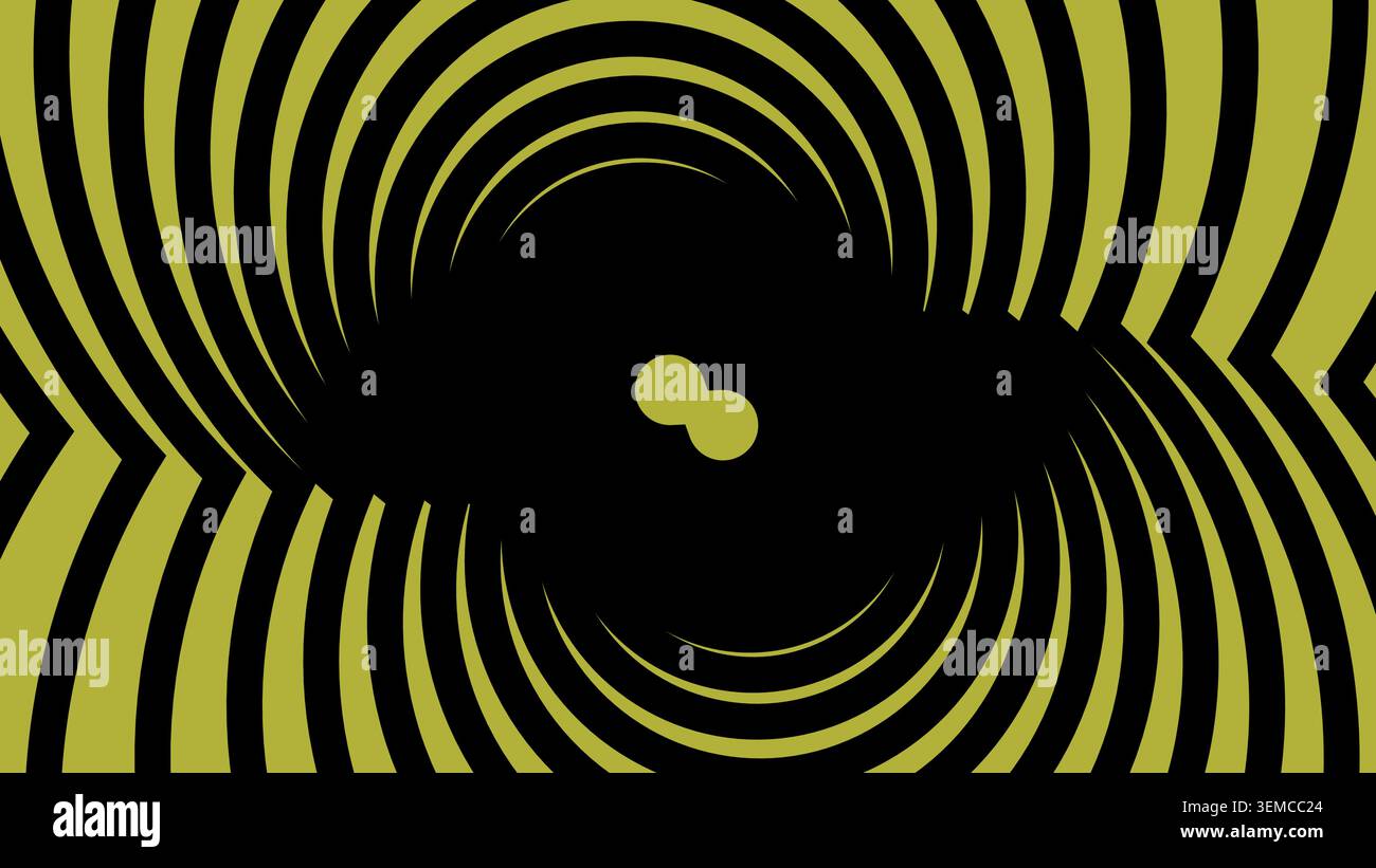 Yellow green circular wave illusion forming a pulsing ring effect. Ideal for tech visuals, psychedelic posters, digital wallpapers, motion inspired graphics, and trance style abstract designs Stock Vector