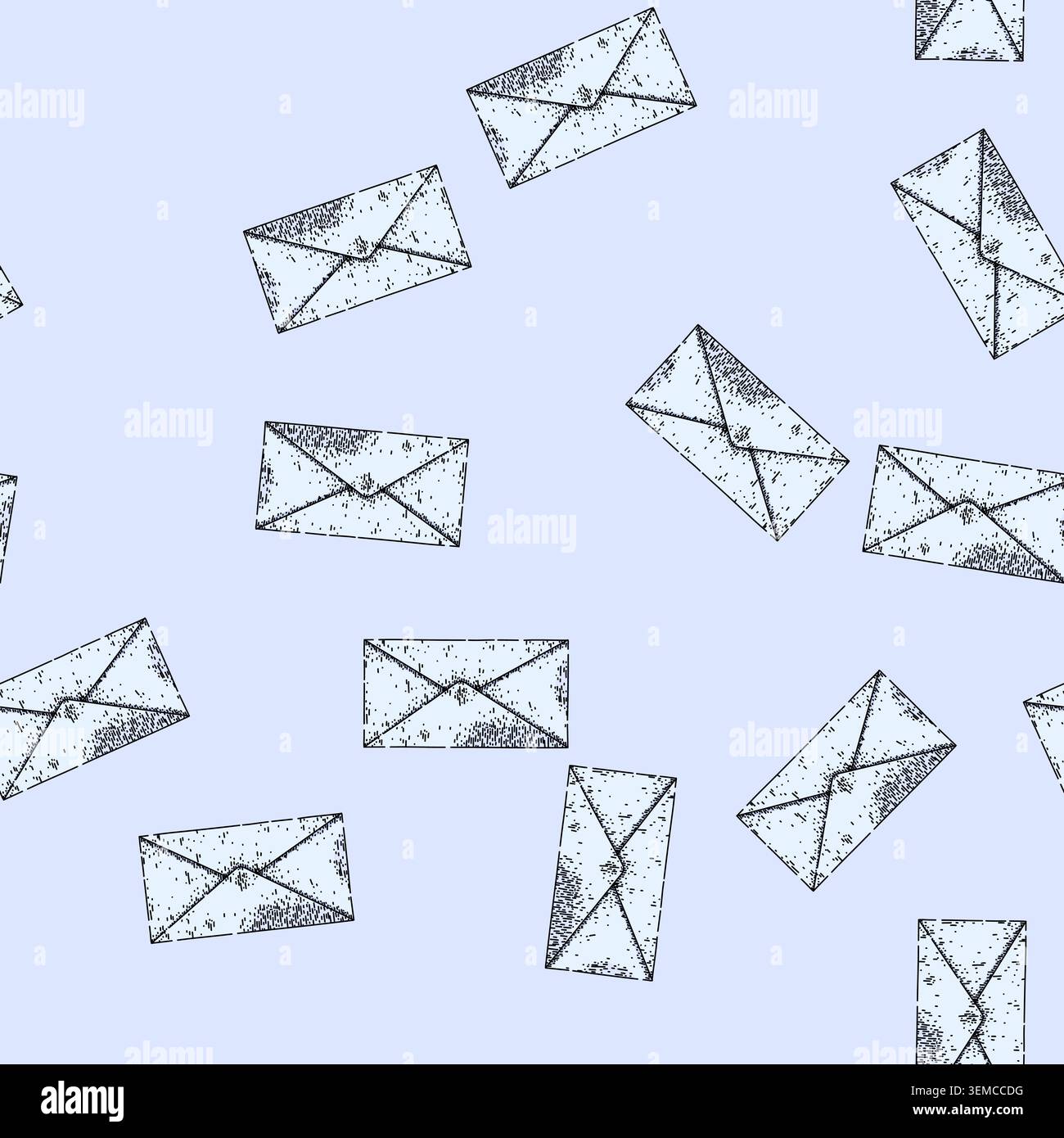 pattern open mail paper sketch hand drawn Stock Vector