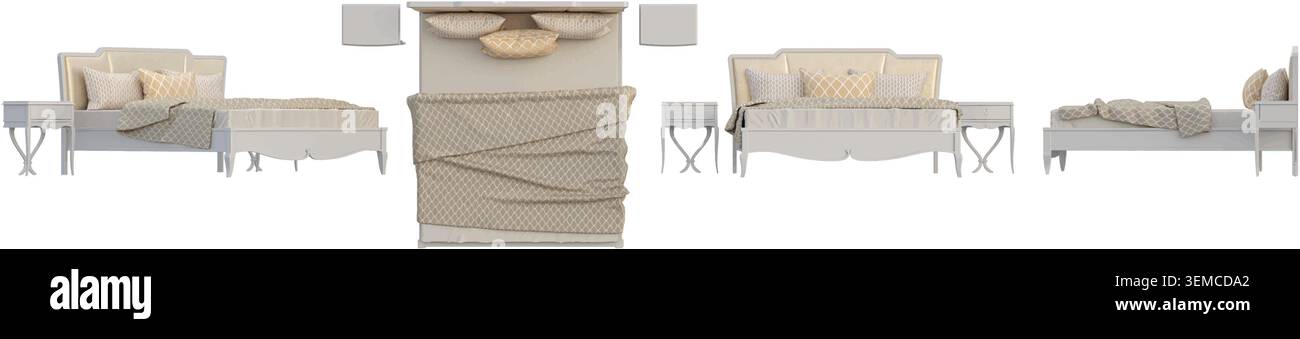 Traditional Bed isolated on white background Stock Vector