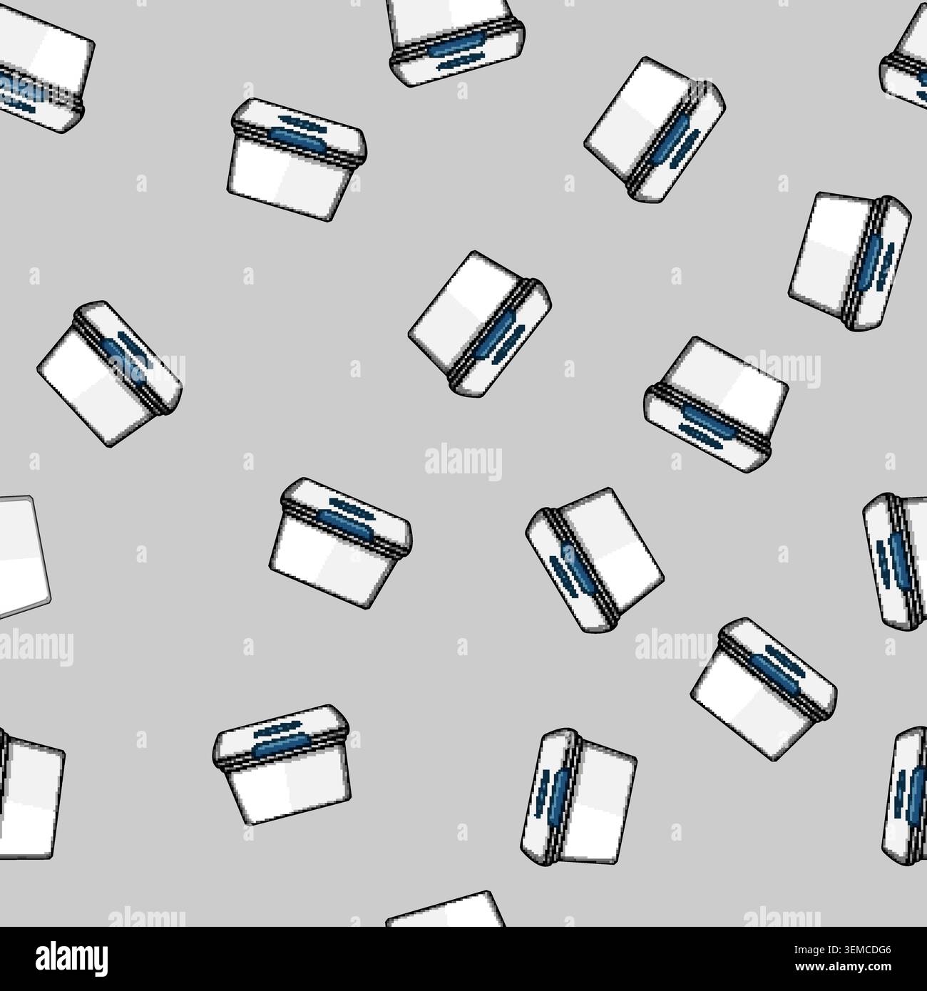 seamless pattern White plastic storage box with blue latch Stock Vector