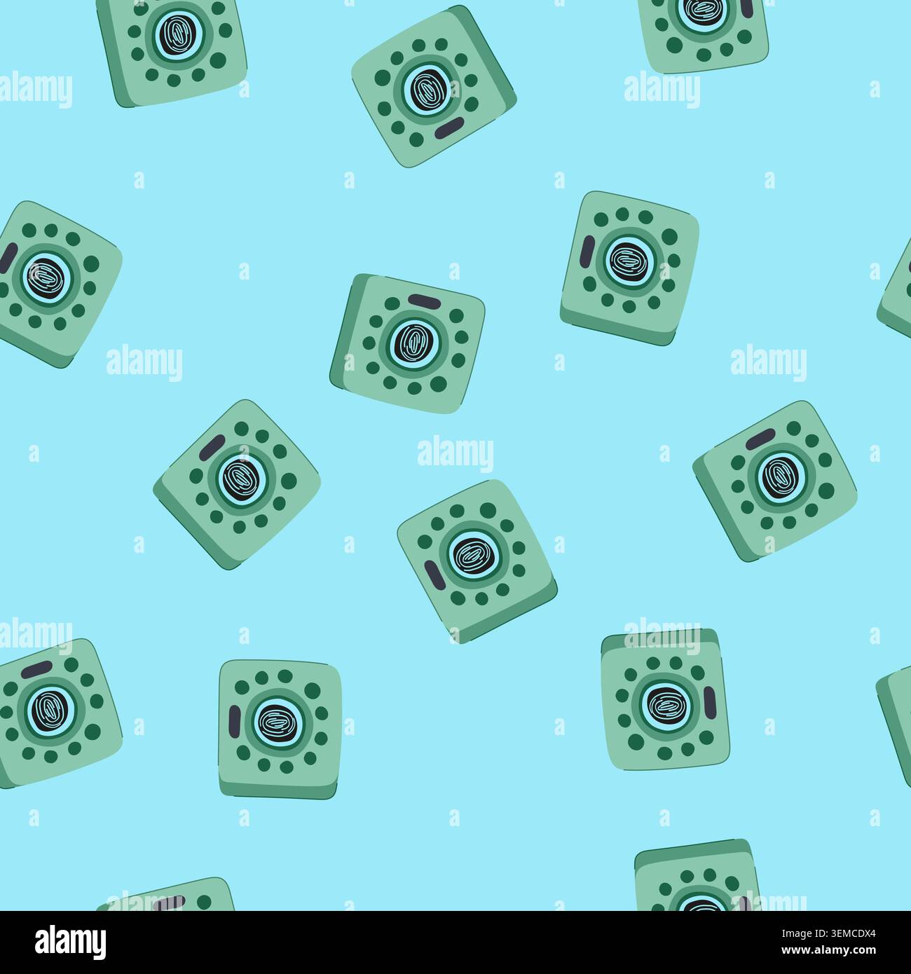 seamless pattern biometric fingerprint door lock cartoon vector Stock Vector