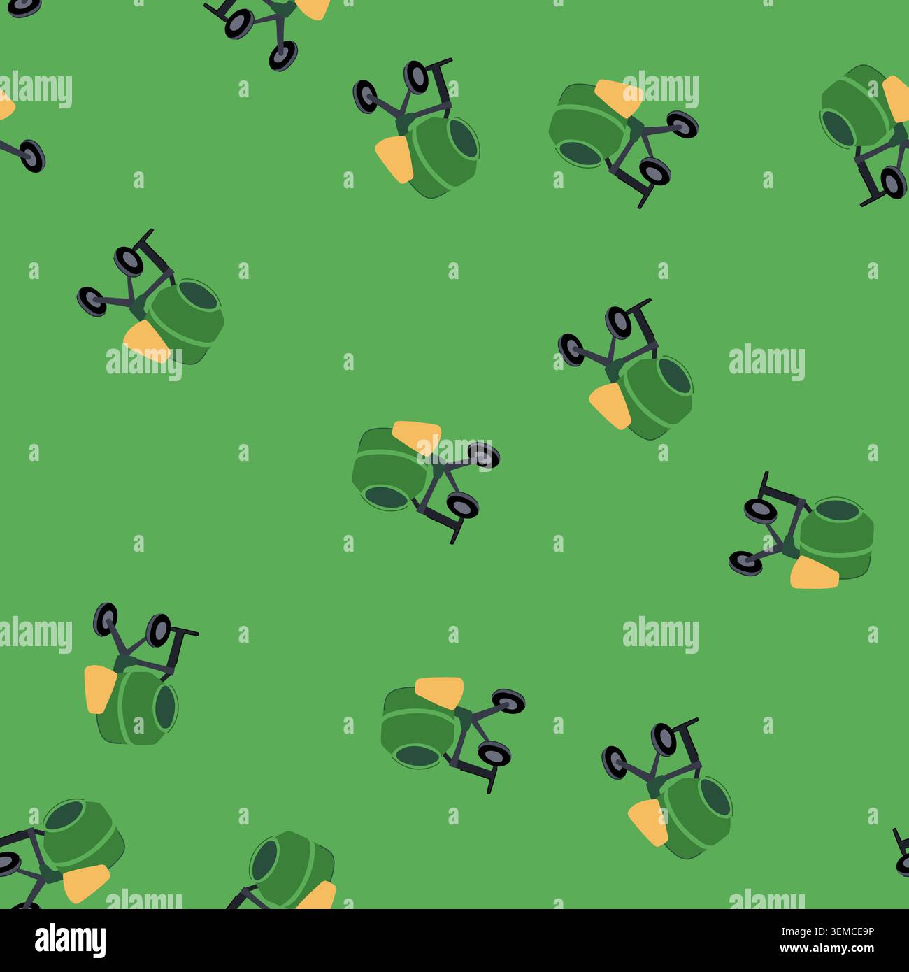 seamless pattern construction concrete mixer cartoon vector Stock Vector