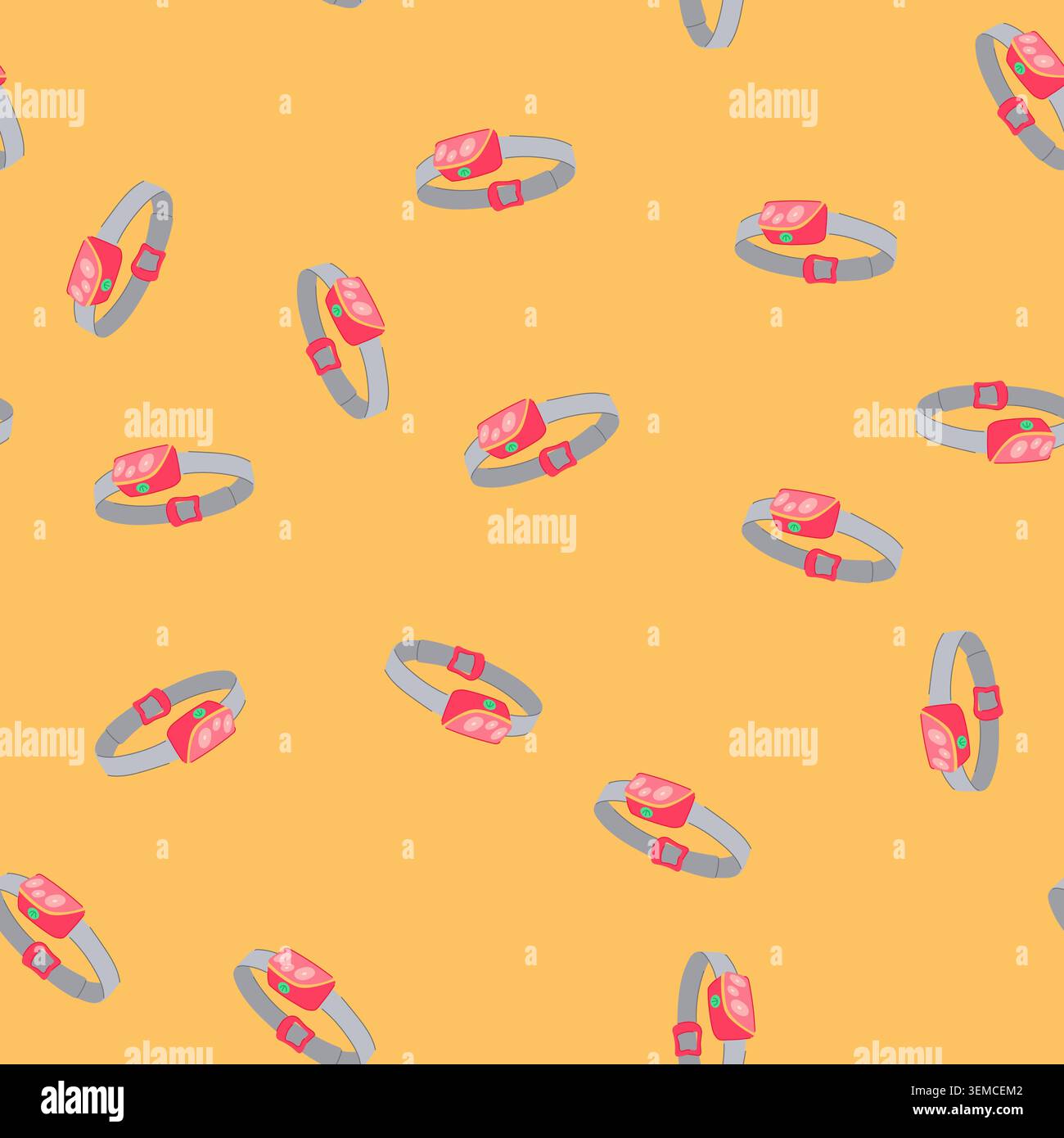seamless pattern camp headlamp flashlight cartoon vector Stock Vector