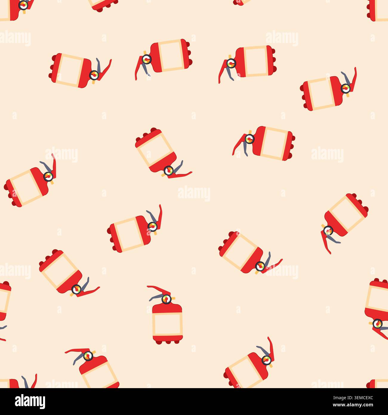seamless pattern flame fire extinguisher cartoon vector Stock Vector