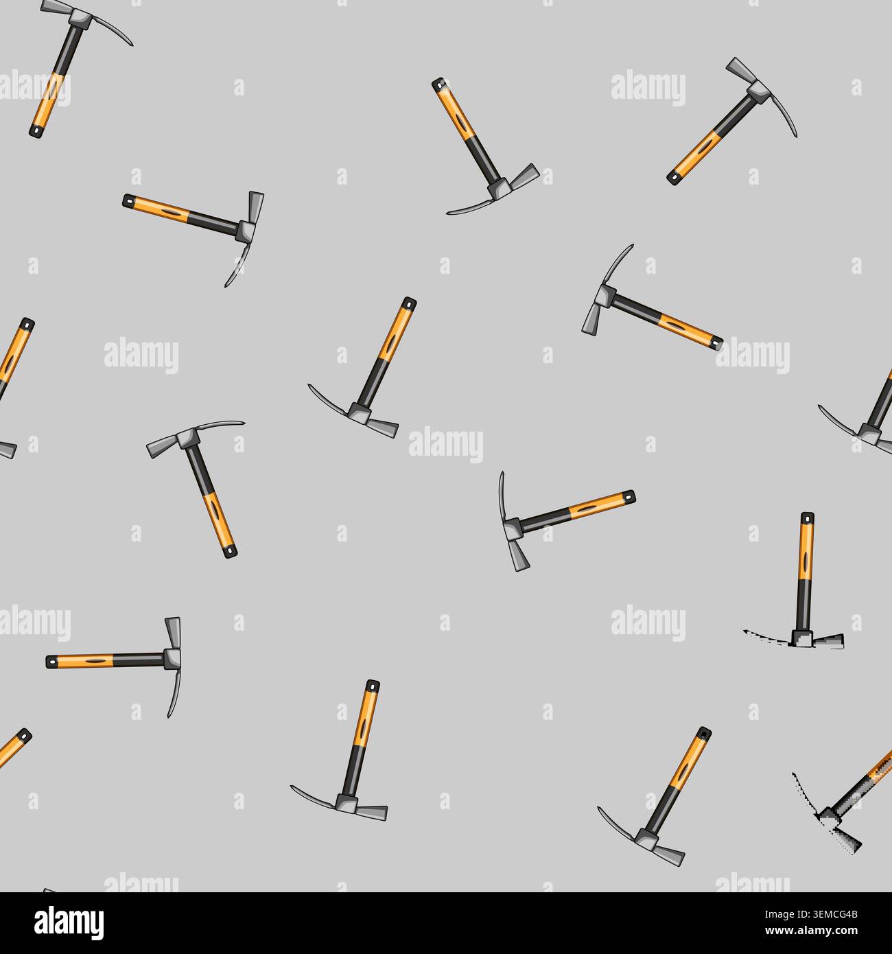 seamless pattern pickaxe pickaxe cartoon vector Stock Vector
