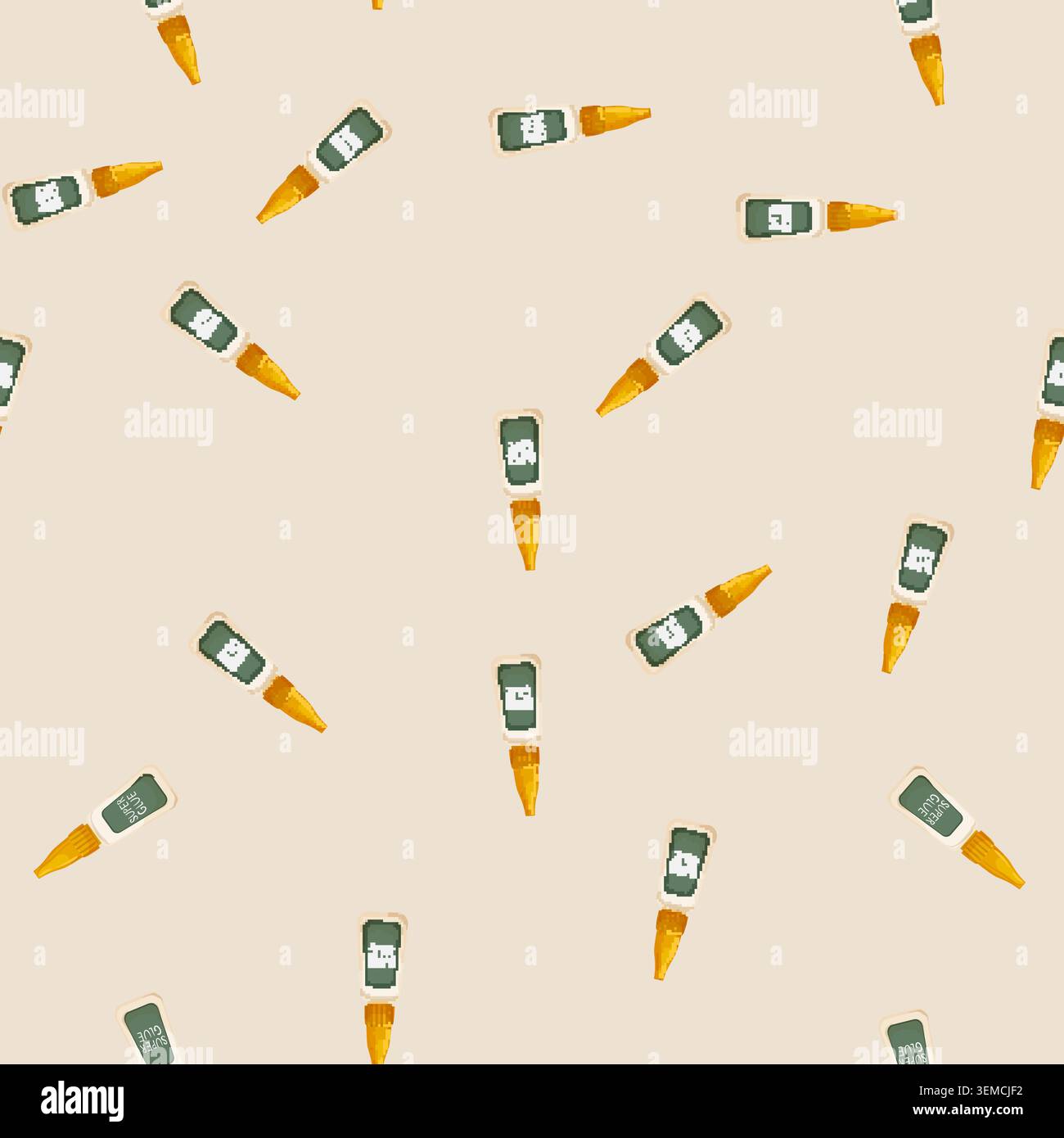 seamless pattern craft glue bottle cartoon vector Stock Vector