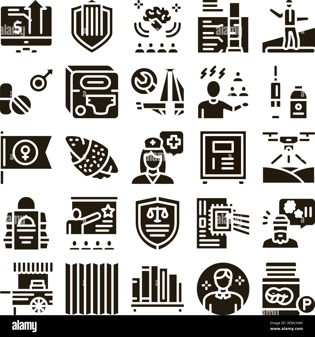 Diverse modern pictogram set illustrating various concepts Stock Vector
