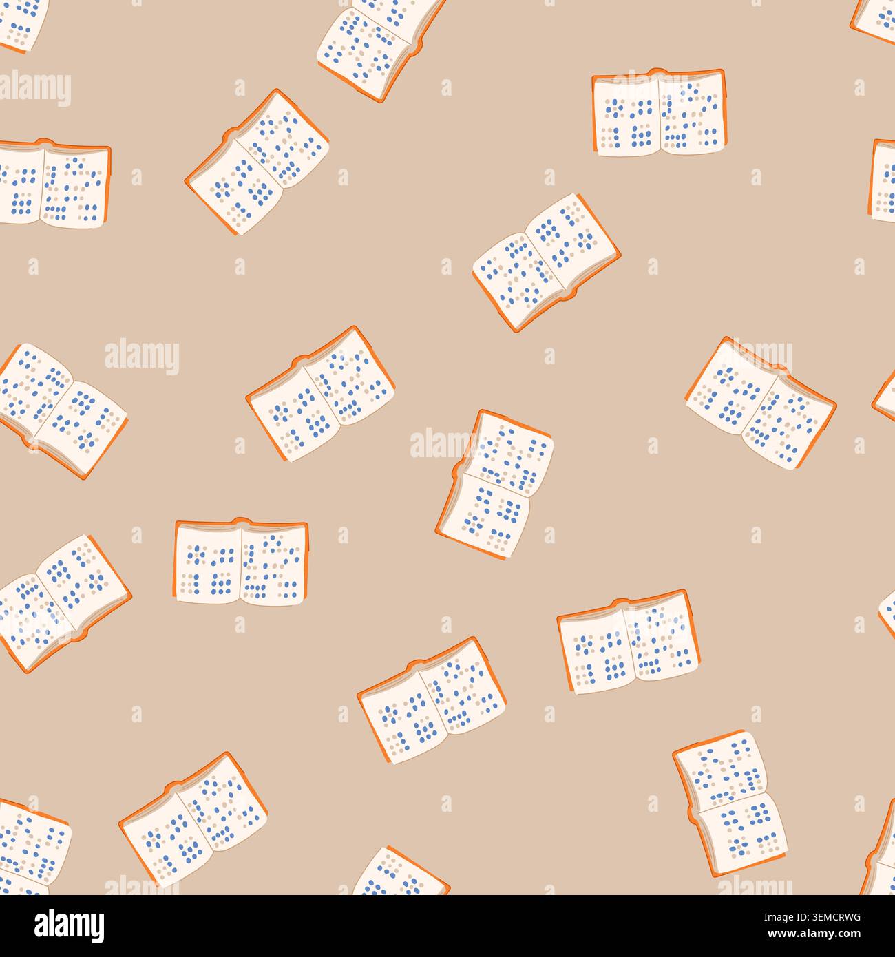 seamless pattern blindness braille textbook cartoon vector Stock Vector