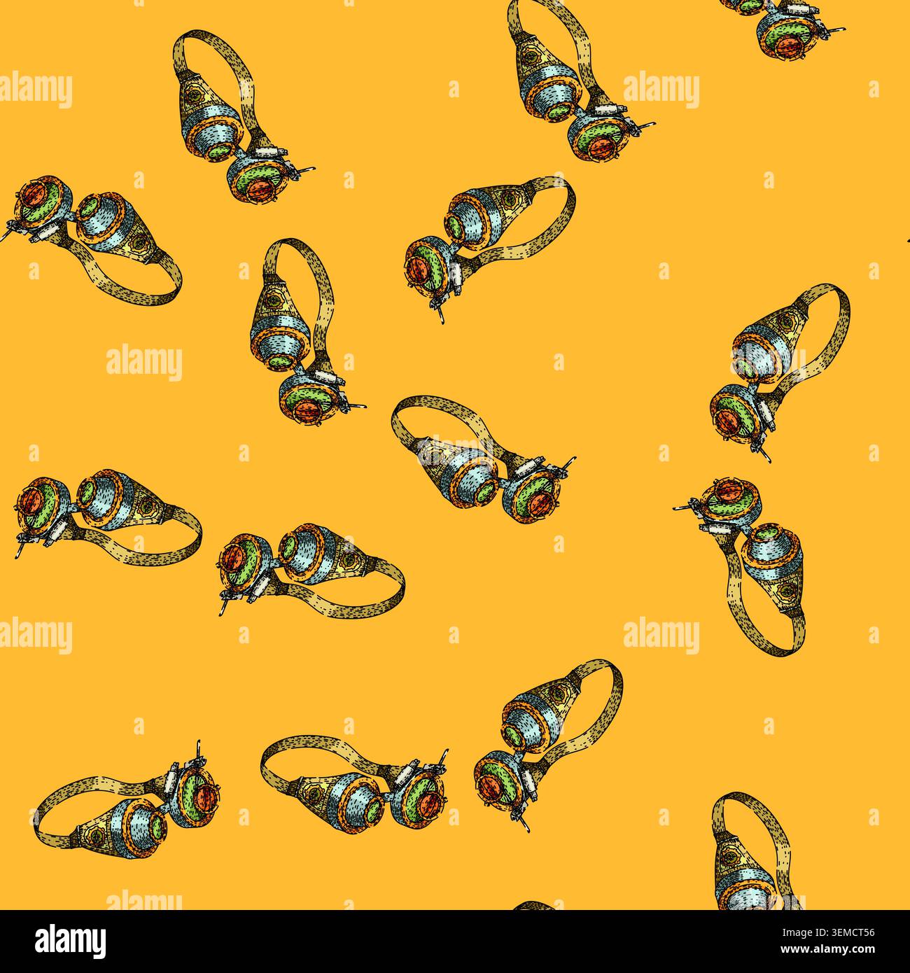 pattern brass steampunk device sketch hand drawn Stock Vector