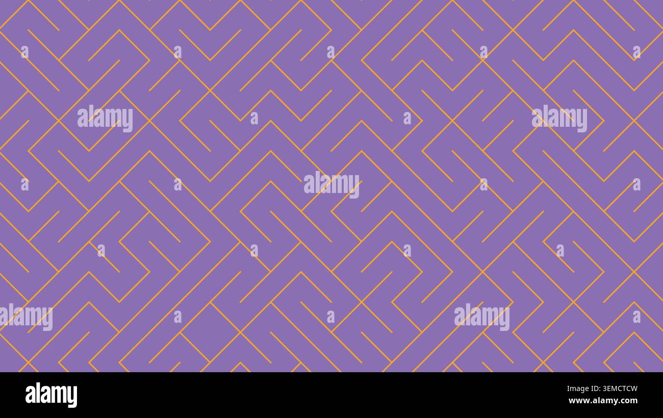 Purple maze line pattern in geometric style, forming an abstract seamless background design for modern surfaces Stock Vector