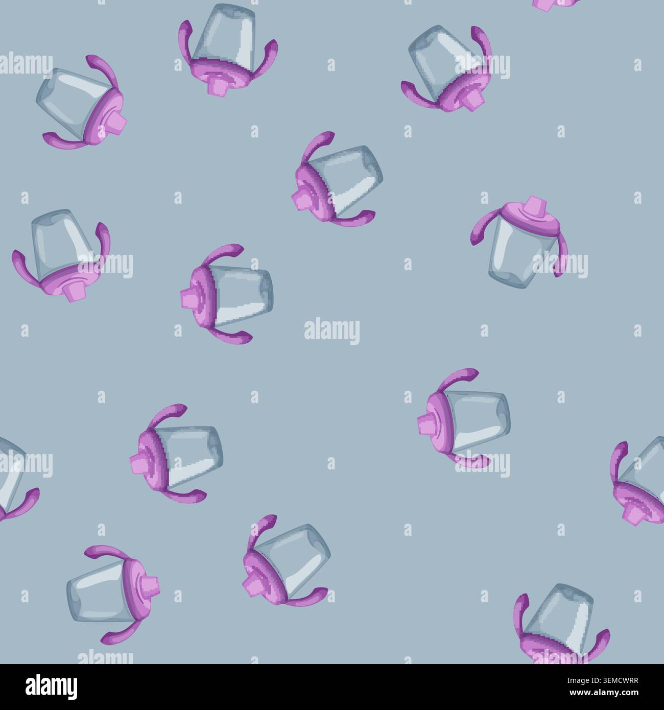 seamless pattern toddler sippy cup cartoon vector Stock Vector