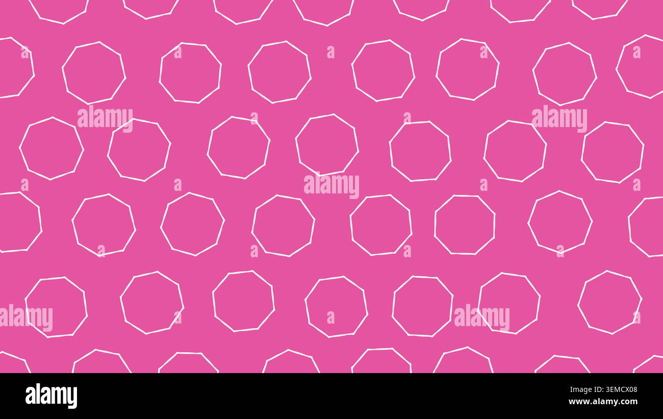Seamless pink background with doodle style white octagons, fun and modern geometric repeat for fabric, packaging, and creative wallpapers Stock Vector