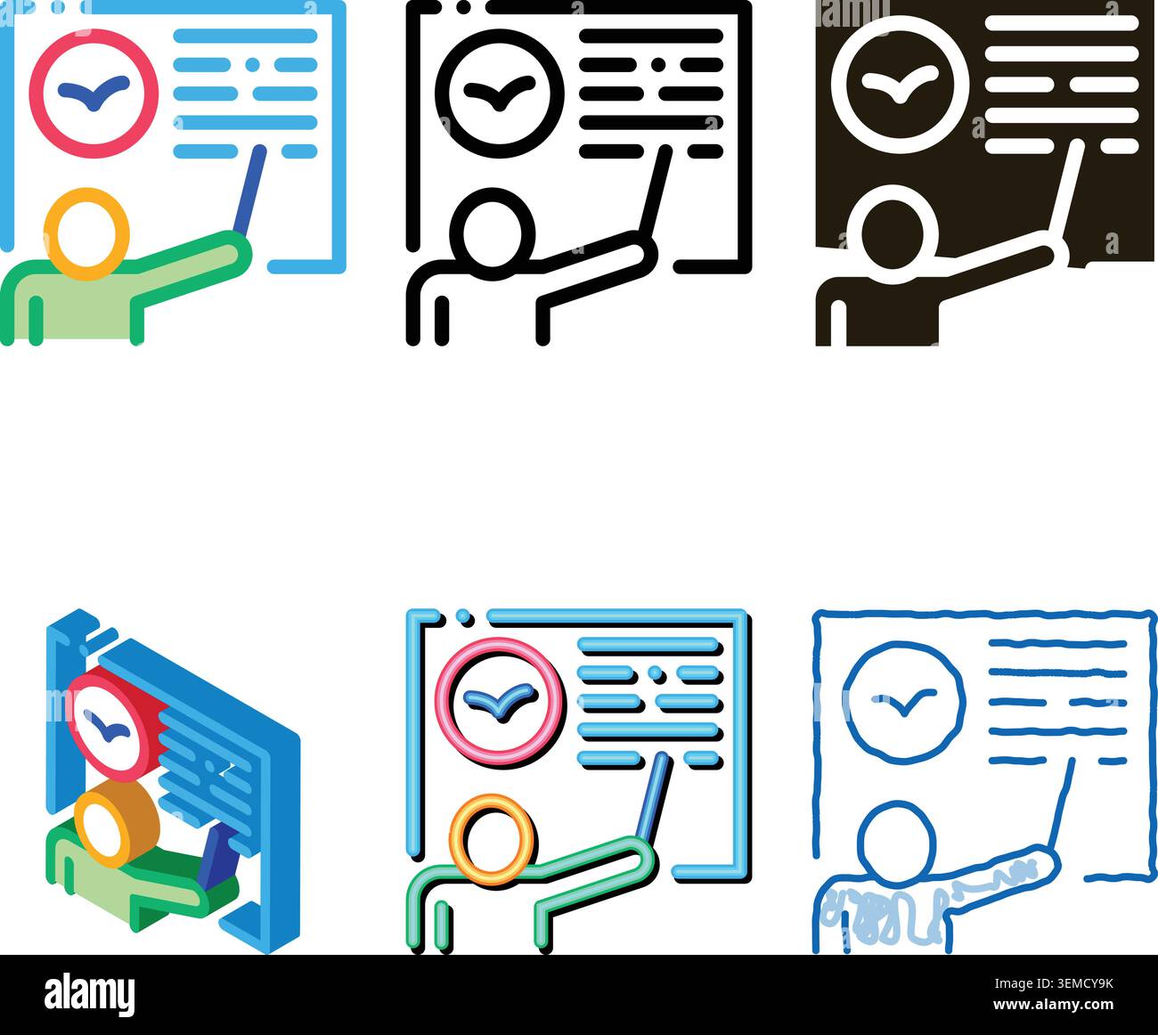 mix teacher talking about bird icon thin line vector Stock Vector