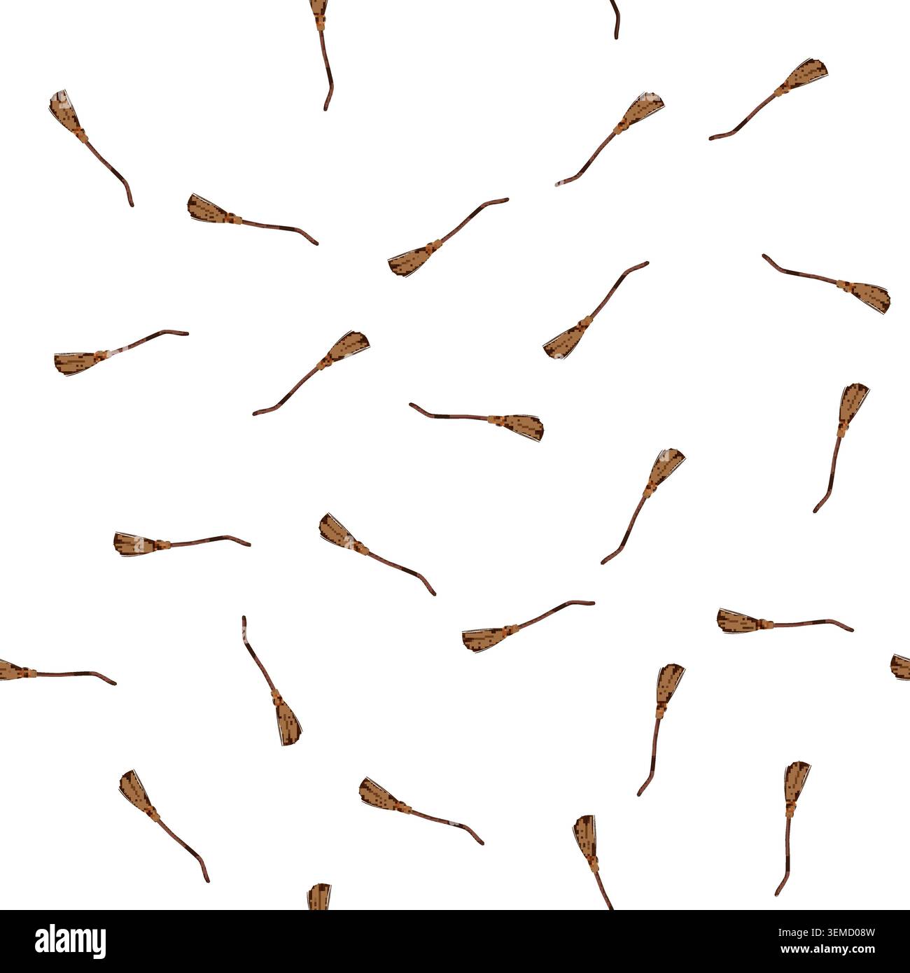 pattern old witch broom cartoon vector Stock Vector