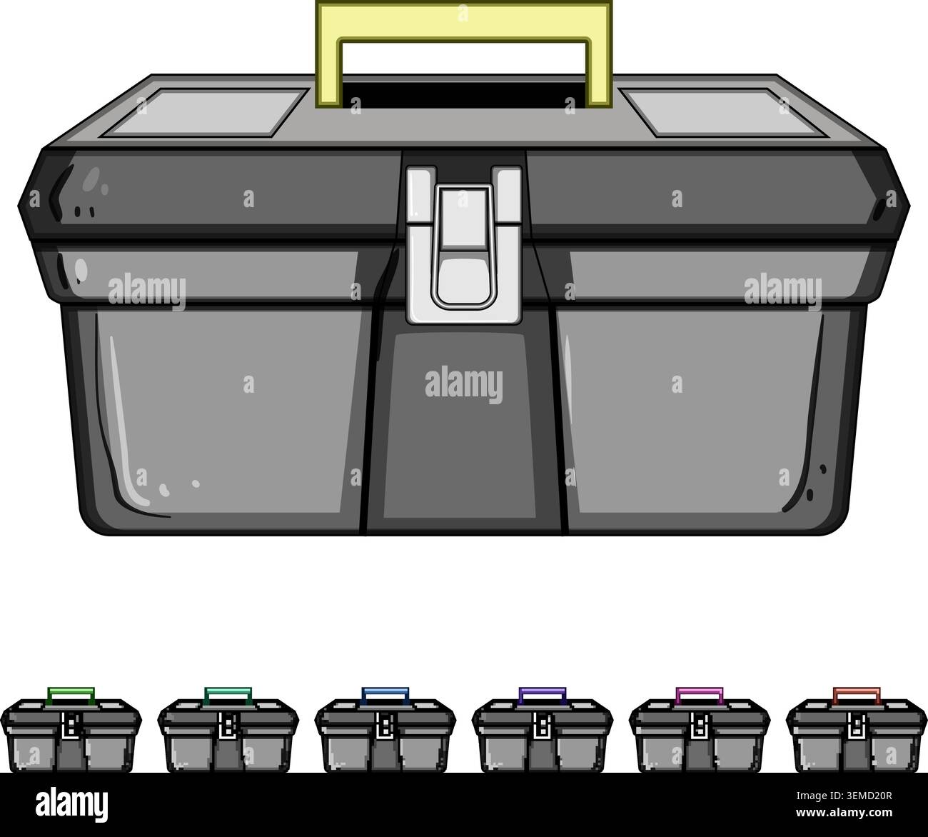 Plastic toolbox storing repair and maintenance tools Stock Vector