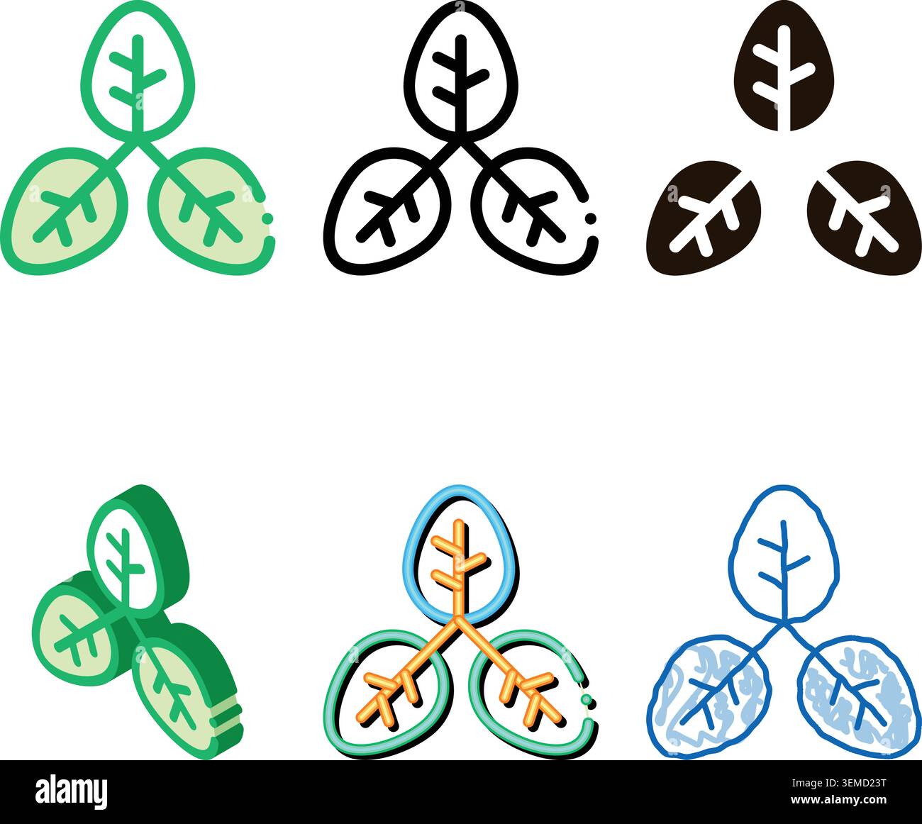 bush offshoot plant leaves vector thin forms line icon Stock Vector