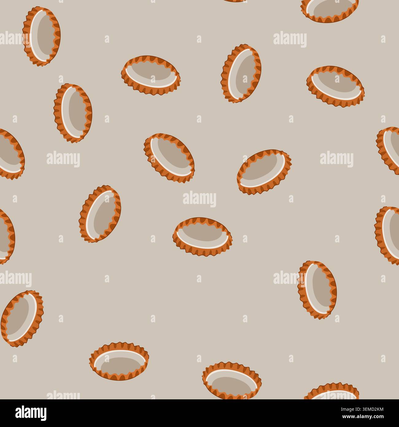seamless pattern brown beer bottle cap isolated on white Stock Vector