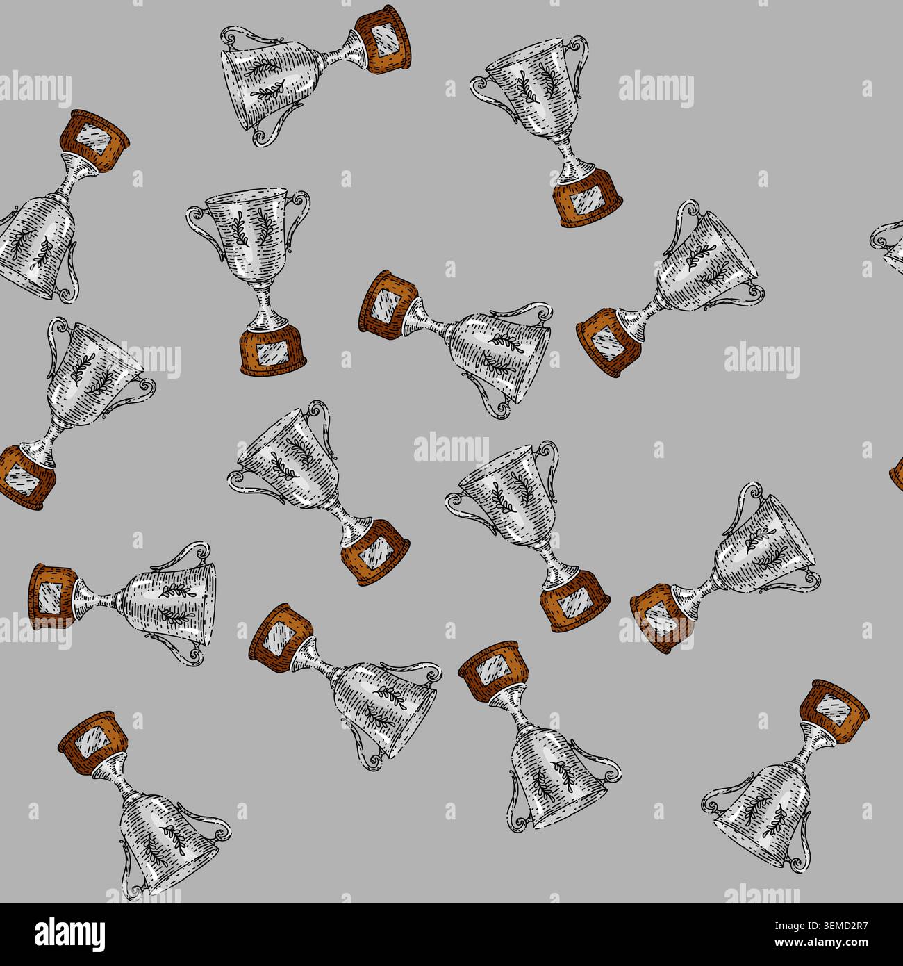 pattern trophy silver sketch hand drawn Stock Vector