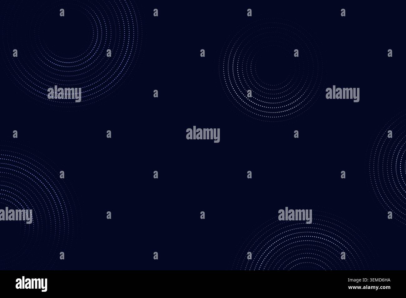Modern dotted background featuring floating circular ring forms built from clean vector particles Stock Vector