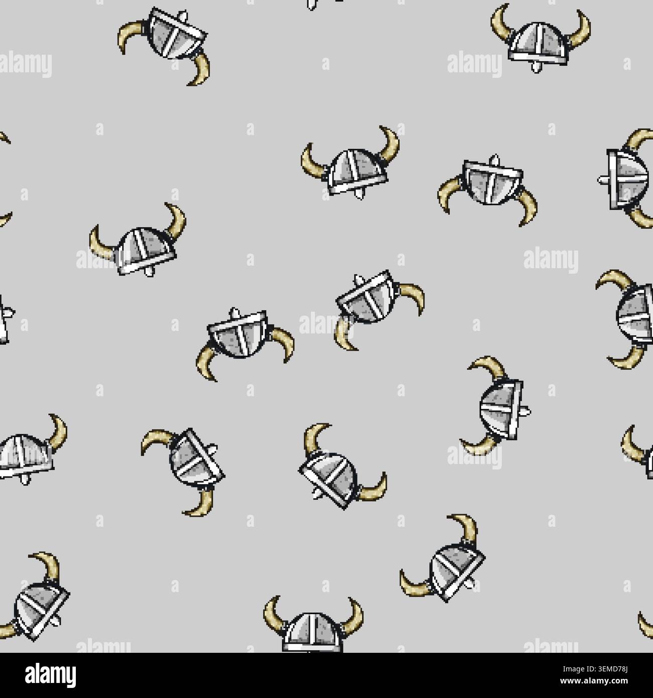 seamless pattern seafaring viking helmet cartoon vector Stock Vector