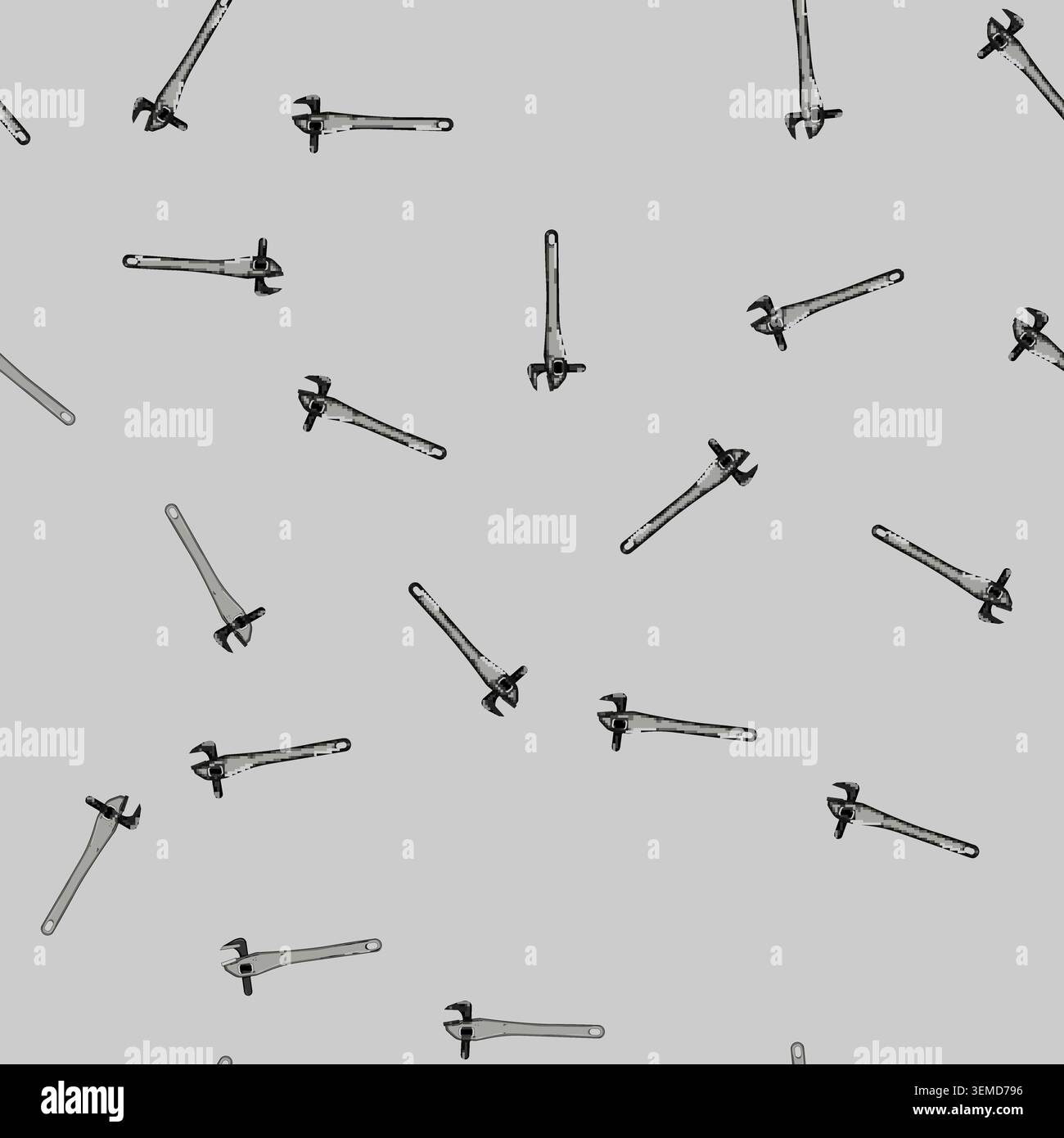 seamless pattern repair pipe wrench cartoon vector Stock Vector