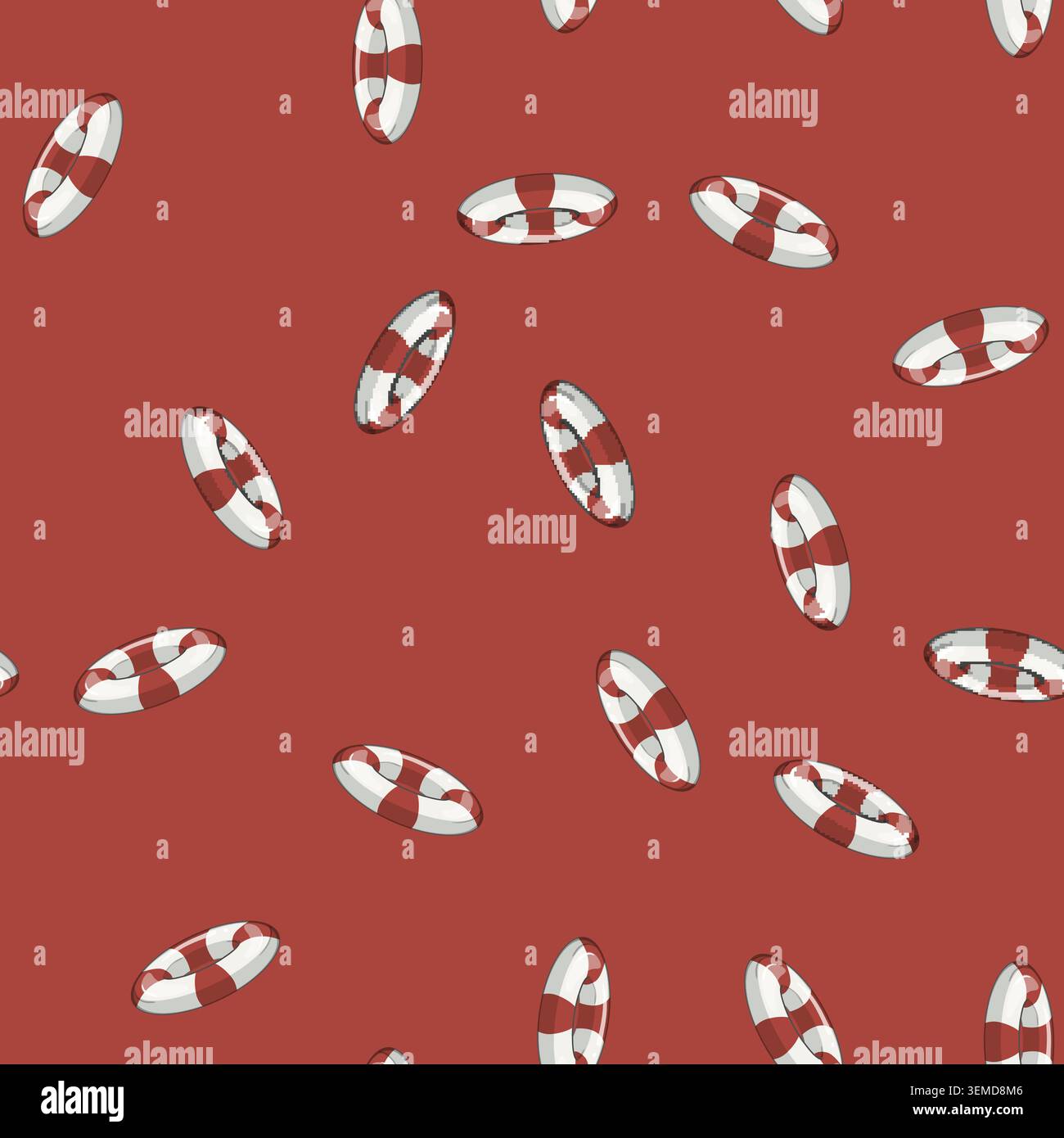 seamless pattern buoy lifebuoy cartoon vector Stock Vector