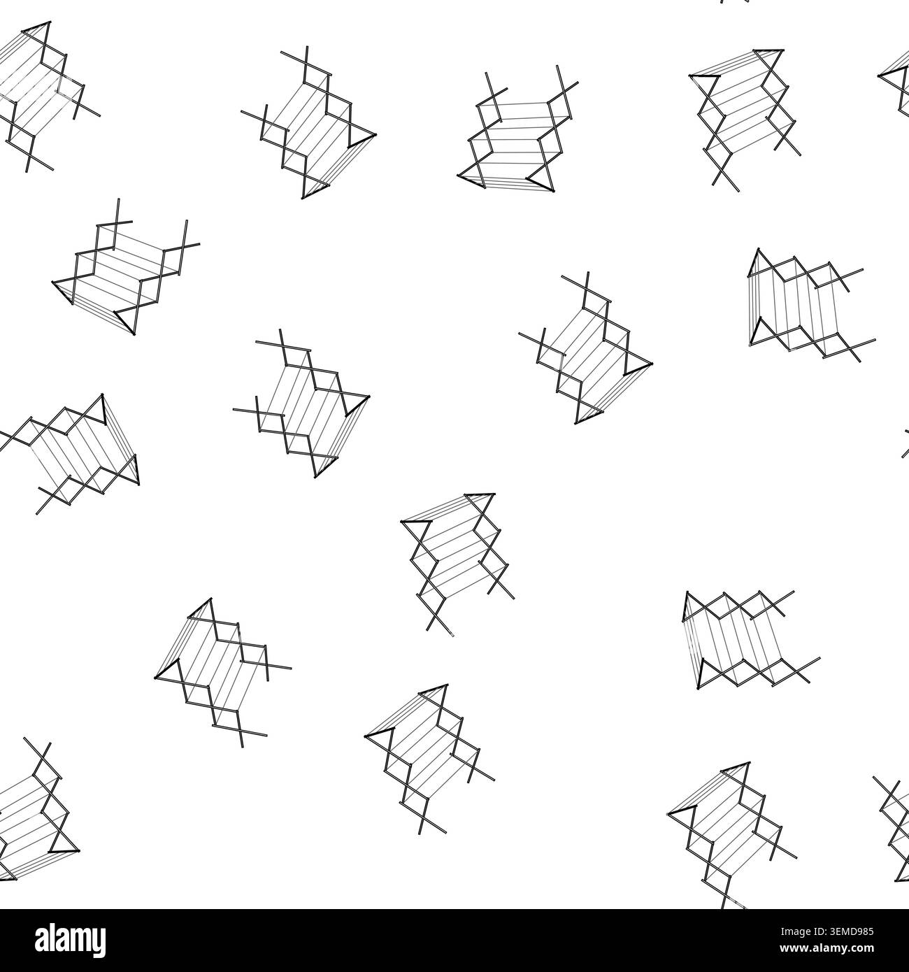 pattern domestic clothes drying rack cartoon vector Stock Vector