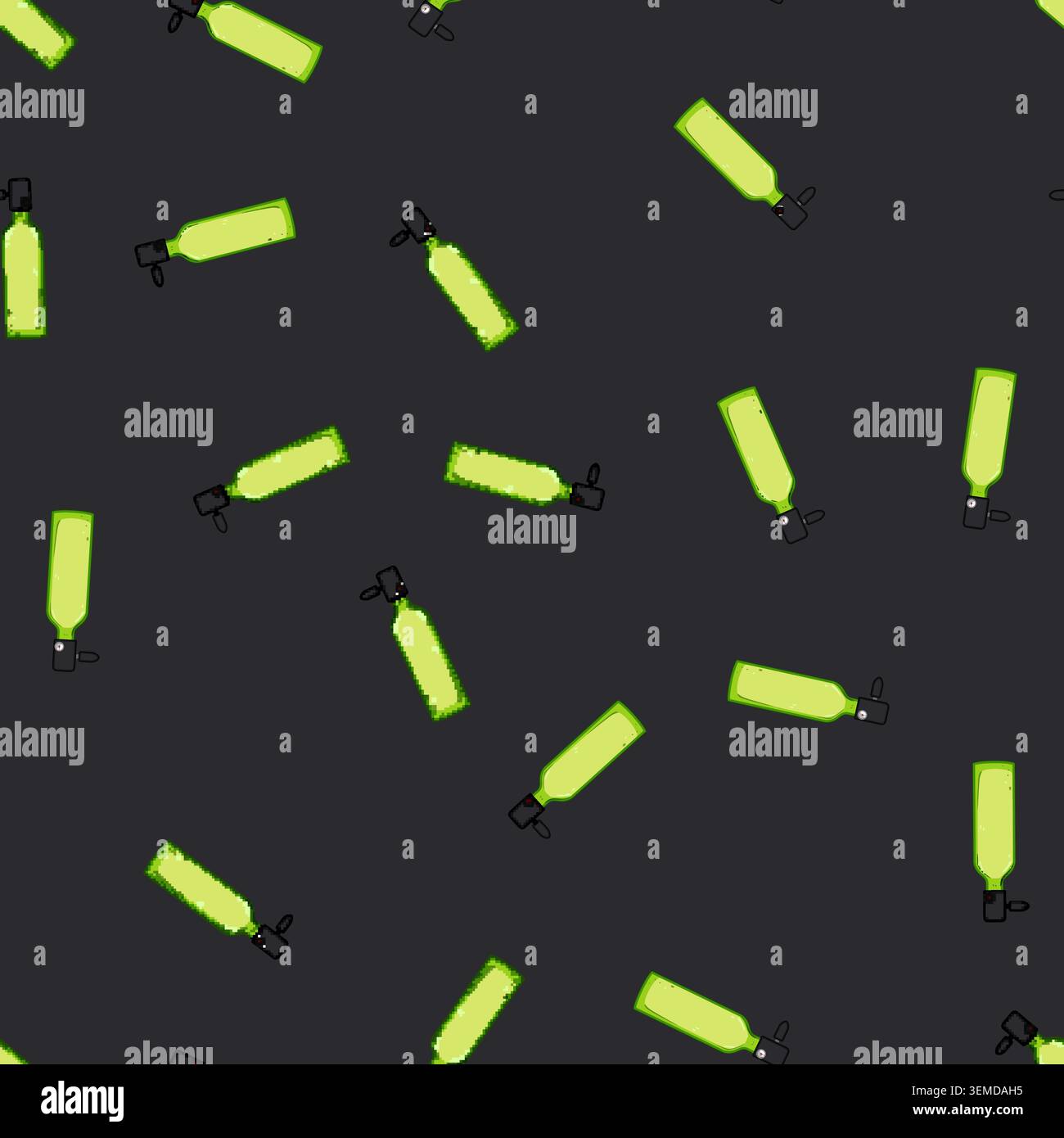 seamless pattern black diving cylinder cartoon vector Stock Vector