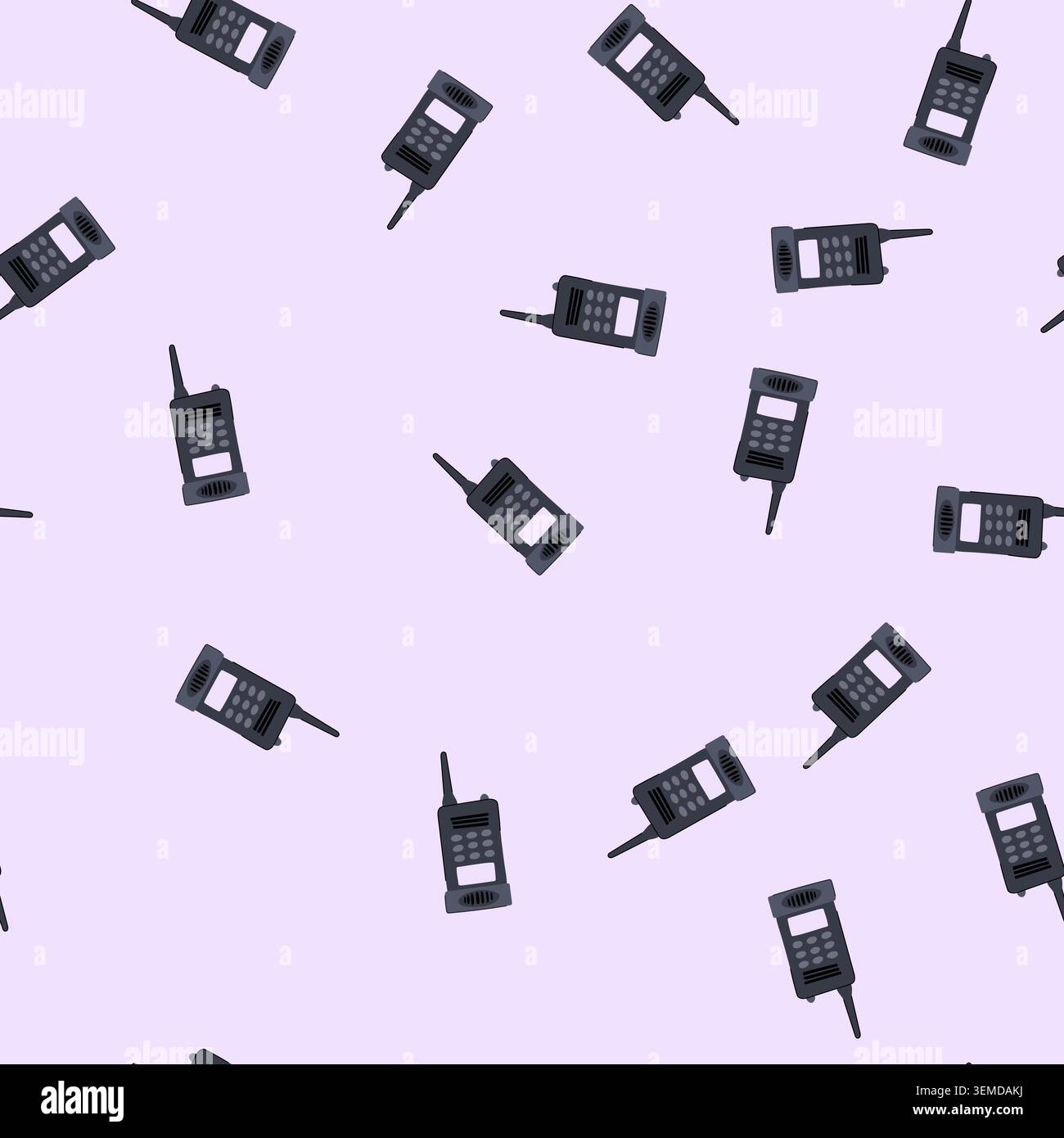 seamless pattern communication walkie talkie cartoon vector Stock Vector