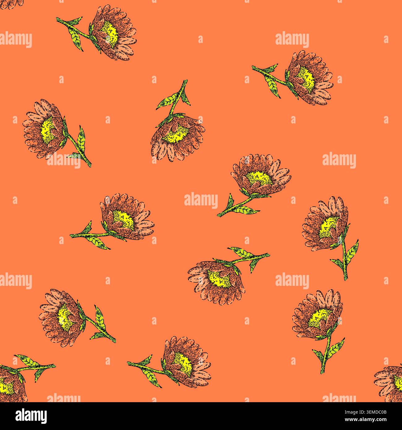 pattern flower honey sketch hand drawn Stock Vector