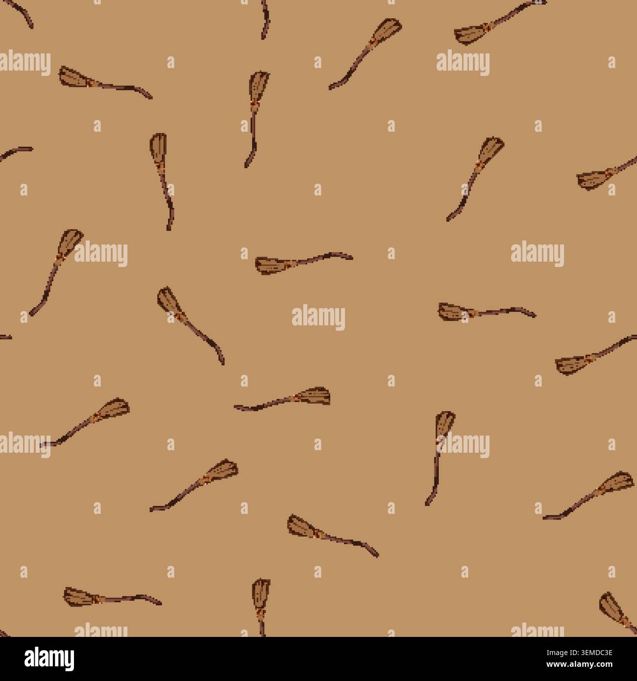 seamless pattern old witch broom cartoon vector Stock Vector