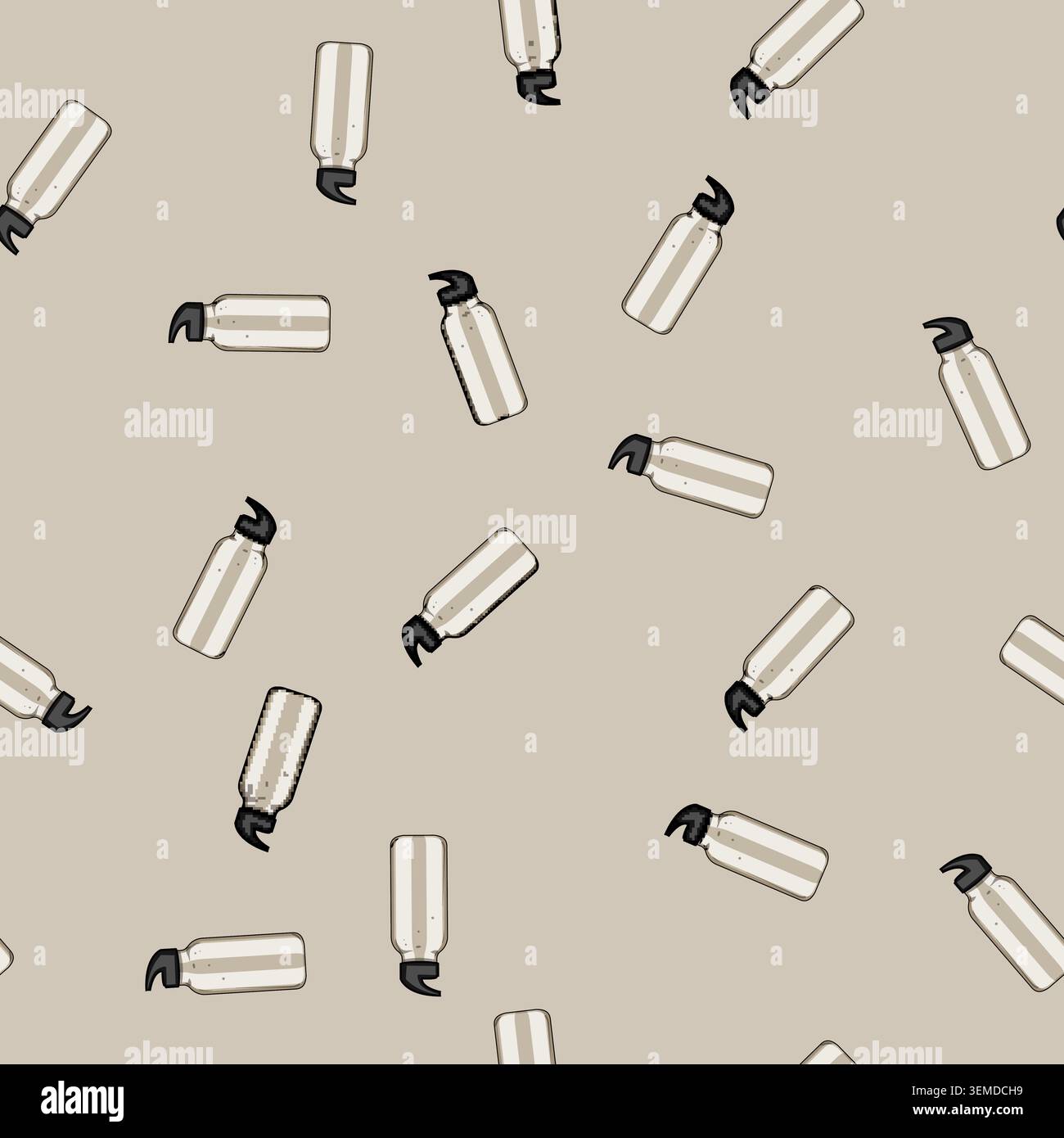 seamless pattern drink stainless bottle cartoon vector Stock Vector