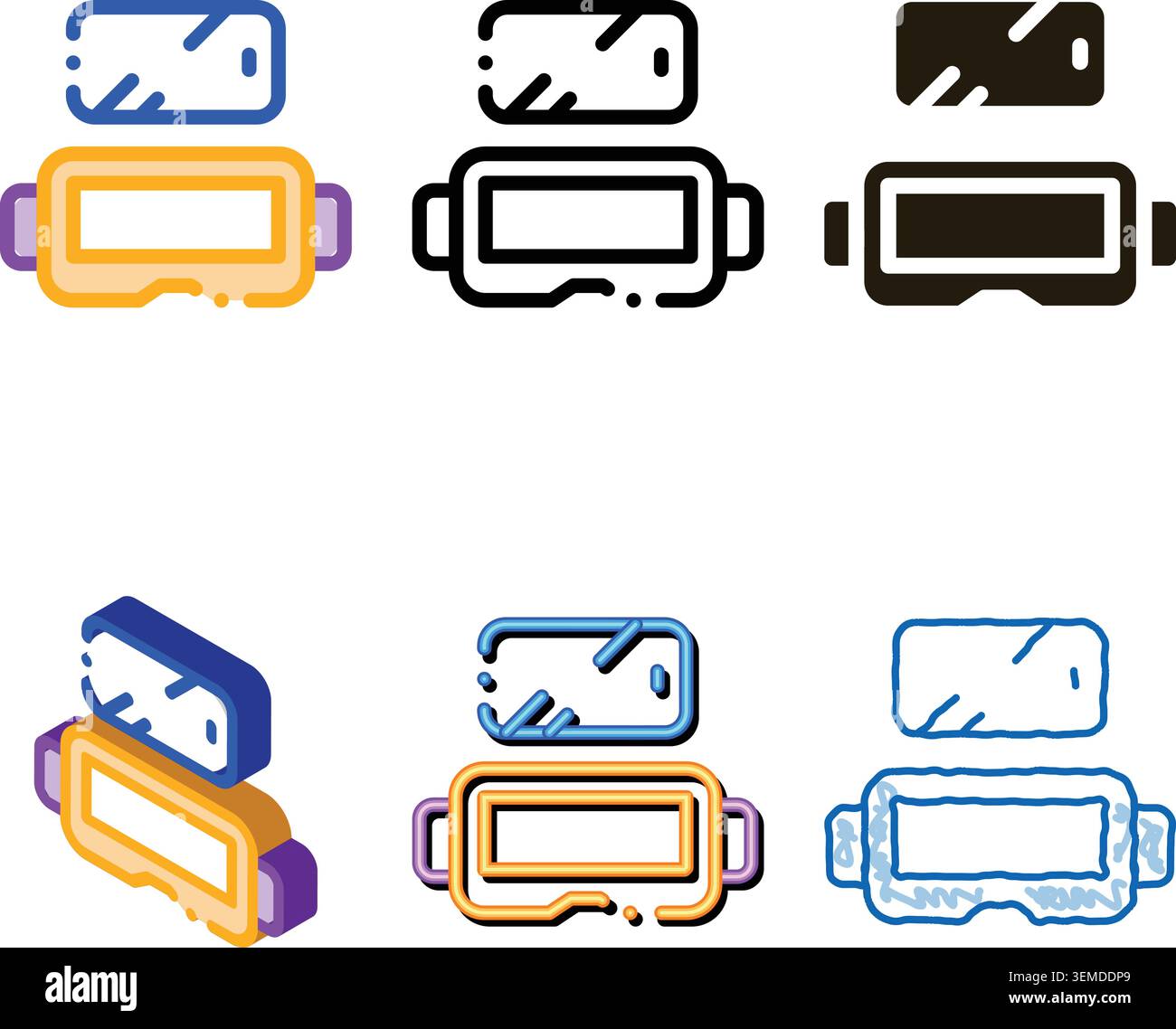 glasses for virtual reality icon vector multistyle outline Stock Vector